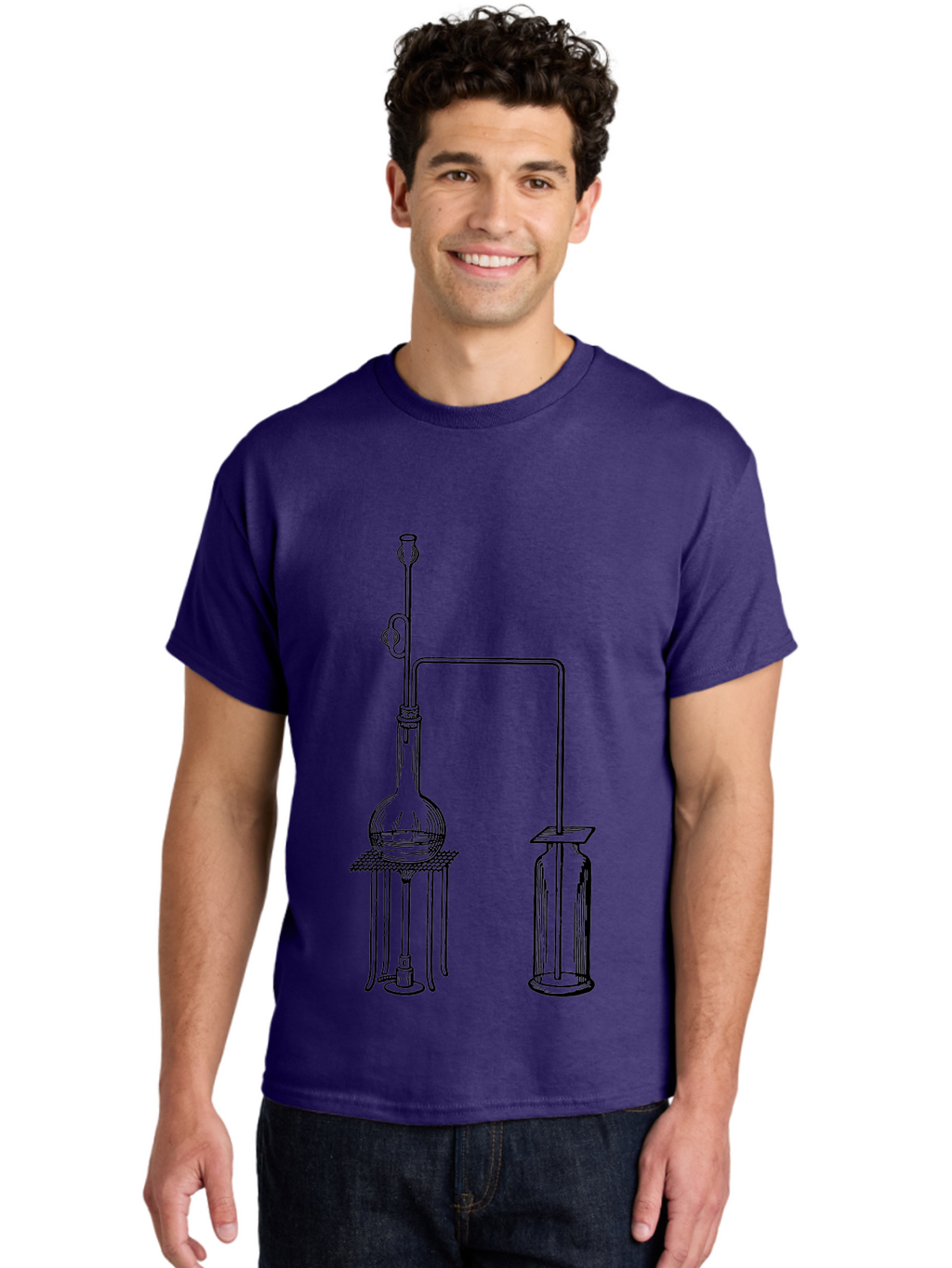 Laboratory-Equipment-2 Men'S Graphic Tee, 100% Cotton, Comfortable Casual Summer Wear, Machine Washable, Laboratory Equipment, Scientific Apparatus, Chemistry Experiment, Distillation Setup, Glassware, Vintage Illustration, Aad616