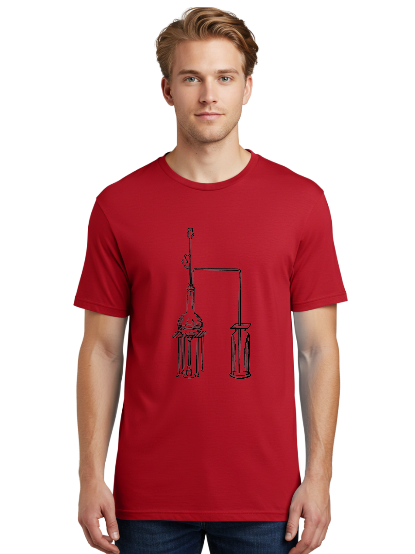Laboratory-Equipment-2 Men'S Graphic Tee, 100% Cotton, Comfortable Casual Summer Wear, Machine Washable, Laboratory Equipment, Scientific Apparatus, Chemistry Experiment, Distillation Setup, Glassware, Vintage Illustration, Aad616