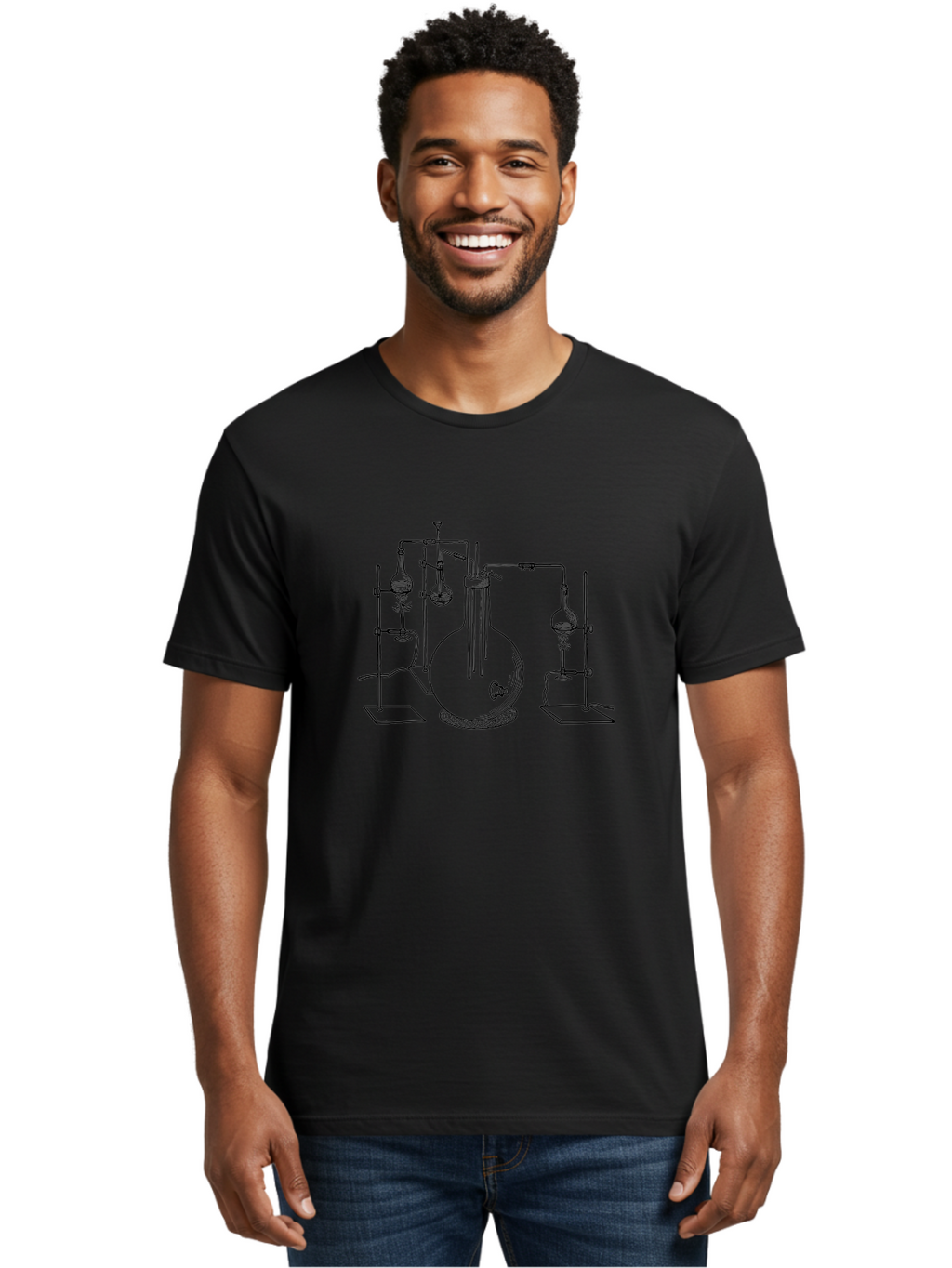Laboratory-Equipment-3 Men'S Graphic Tee, 100% Cotton, Comfortable Casual Summer Wear, Machine Washable, Laboratory Equipment, Distillation Apparatus, Scientific Instruments, Chemistry Lab, Experimental Setup, Glassware, Round Bottom Flask, Aad617