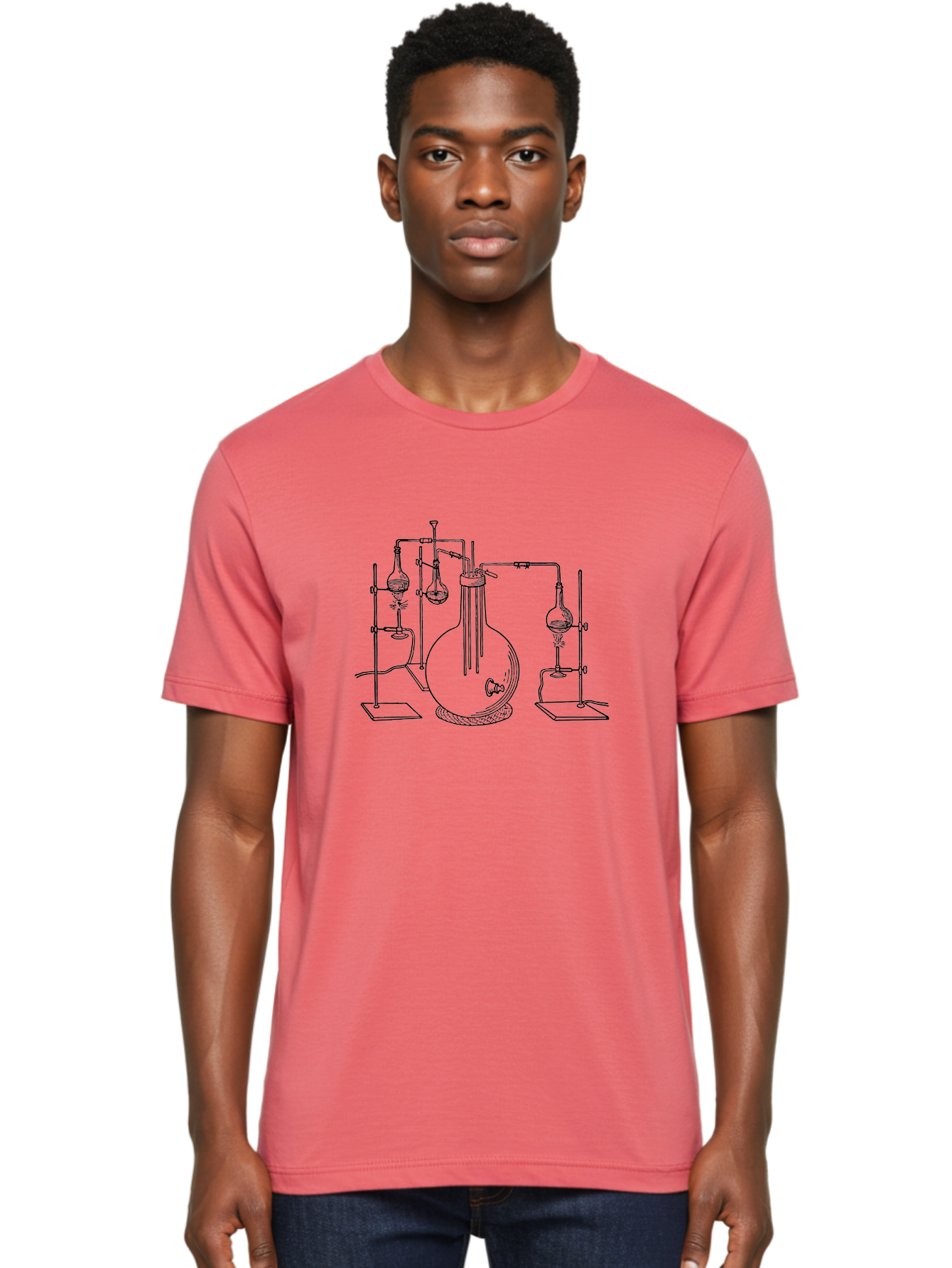 Laboratory-Equipment-3 Men'S Graphic Tee, 100% Cotton, Comfortable Casual Summer Wear, Machine Washable, Laboratory Equipment, Distillation Apparatus, Scientific Instruments, Chemistry Lab, Experimental Setup, Glassware, Round Bottom Flask, Aad617