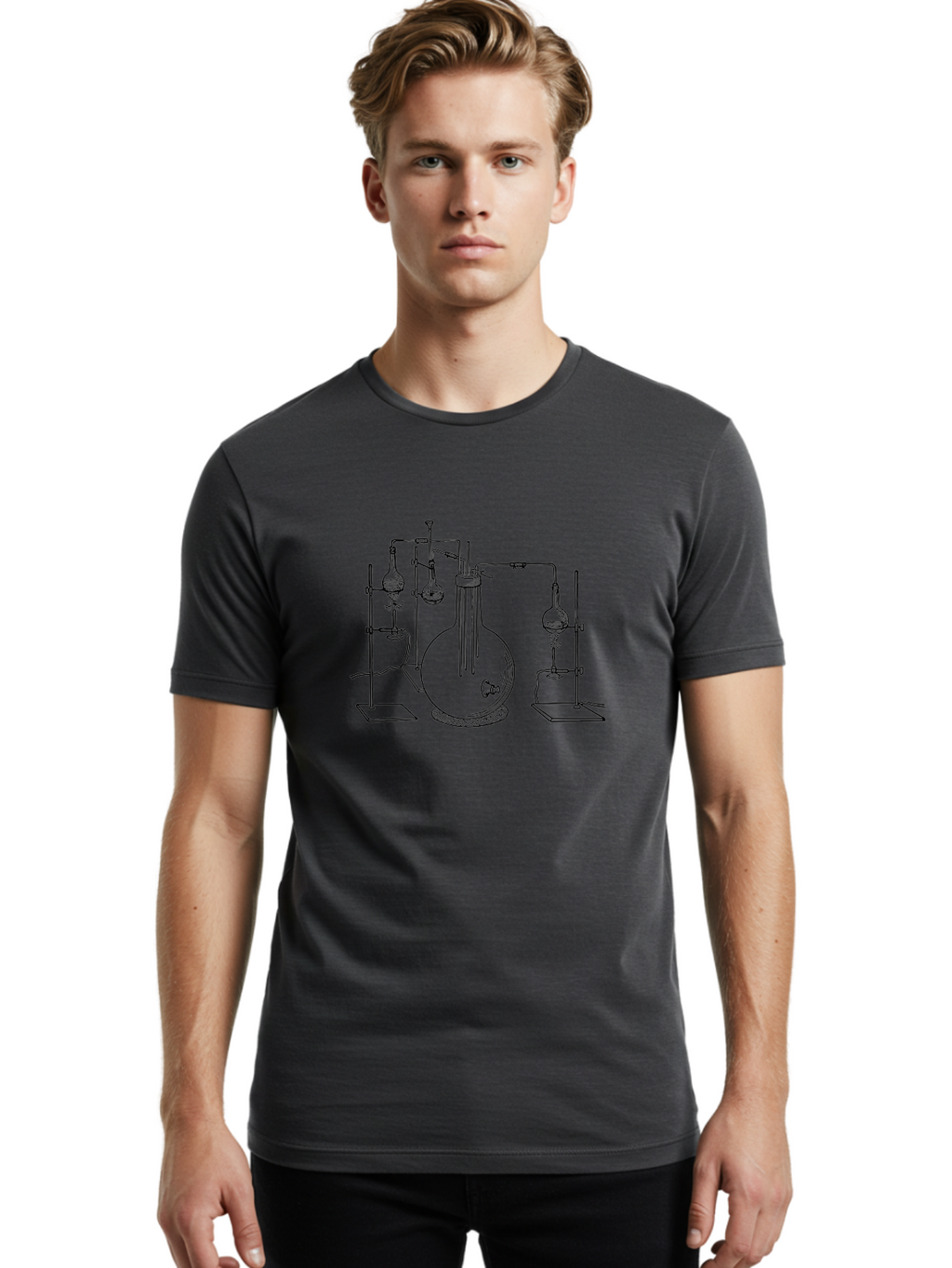 Laboratory-Equipment-3 Men'S Graphic Tee, 100% Cotton, Comfortable Casual Summer Wear, Machine Washable, Laboratory Equipment, Distillation Apparatus, Scientific Instruments, Chemistry Lab, Experimental Setup, Glassware, Round Bottom Flask, Aad617