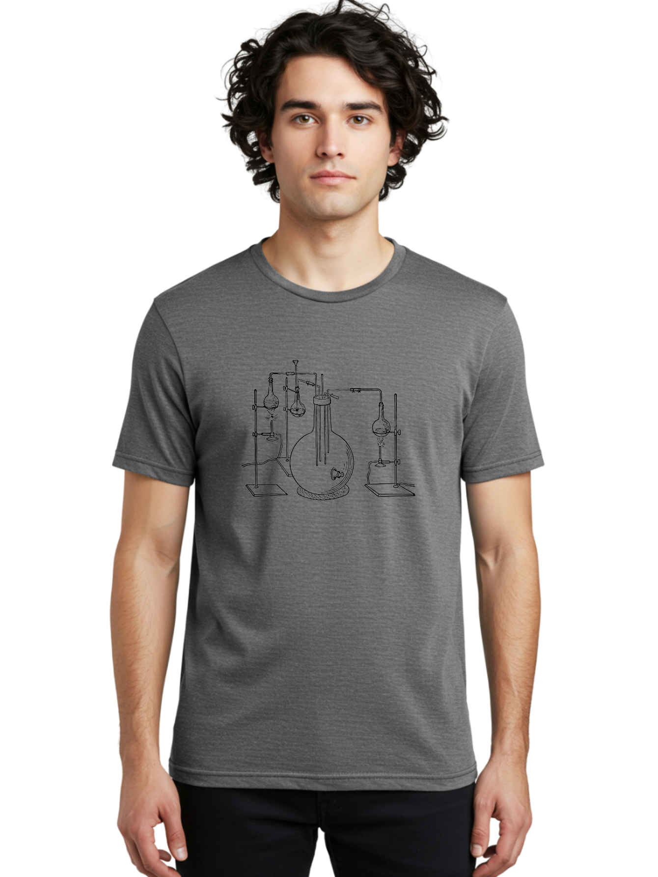 Laboratory-Equipment-3 Men'S Graphic Tee, 100% Cotton, Comfortable Casual Summer Wear, Machine Washable, Laboratory Equipment, Distillation Apparatus, Scientific Instruments, Chemistry Lab, Experimental Setup, Glassware, Round Bottom Flask, Aad617