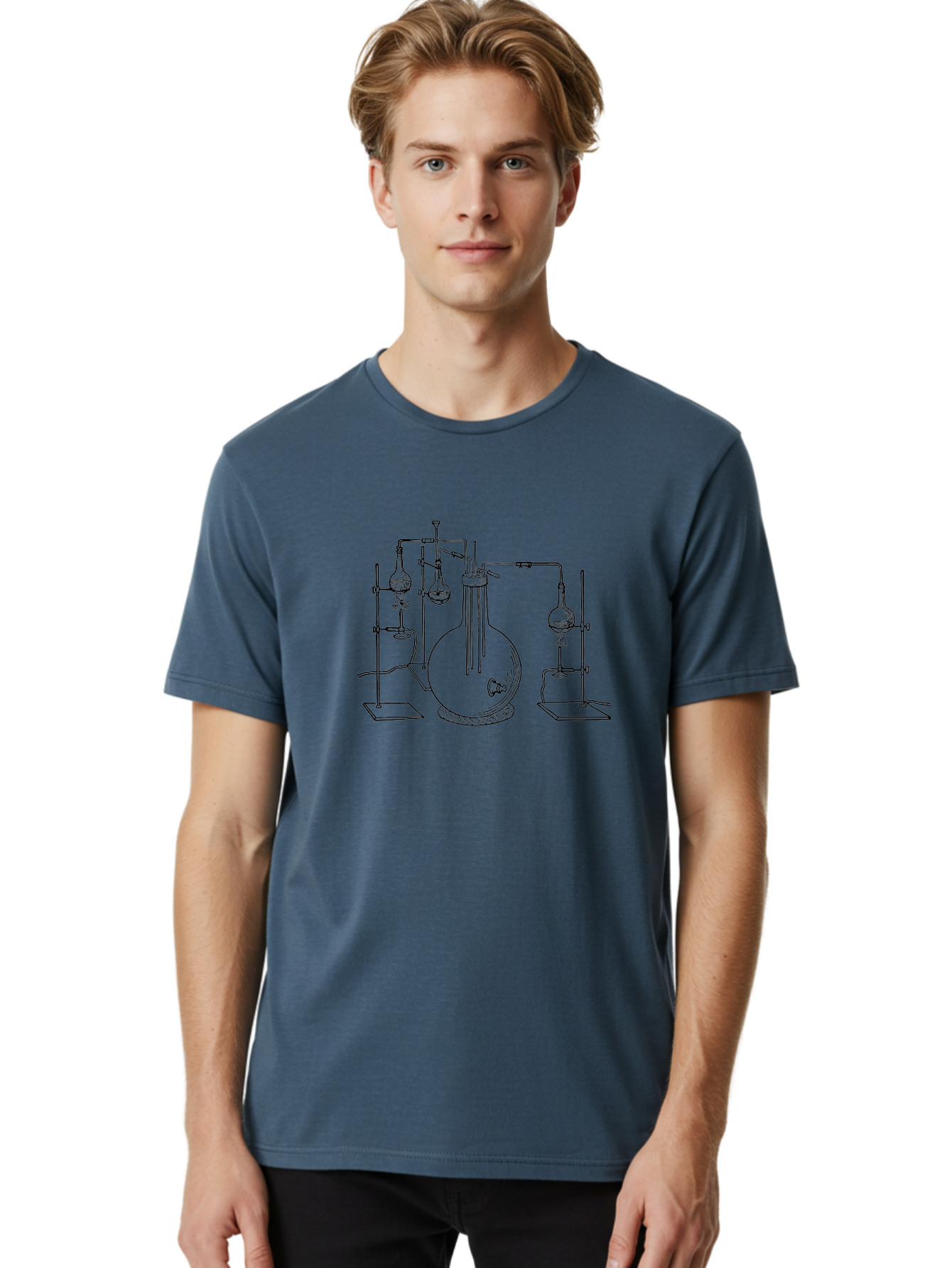Laboratory-Equipment-3 Men'S Graphic Tee, 100% Cotton, Comfortable Casual Summer Wear, Machine Washable, Laboratory Equipment, Distillation Apparatus, Scientific Instruments, Chemistry Lab, Experimental Setup, Glassware, Round Bottom Flask, Aad617
