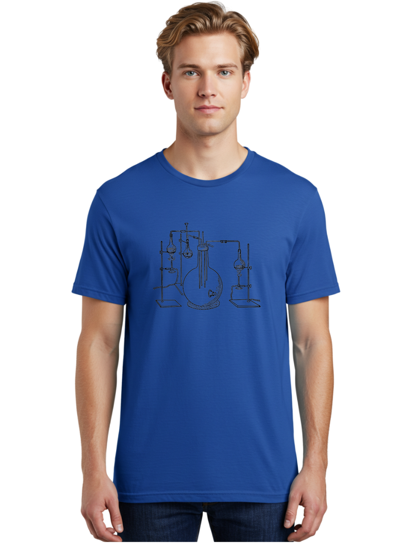 Laboratory-Equipment-3 Men'S Graphic Tee, 100% Cotton, Comfortable Casual Summer Wear, Machine Washable, Laboratory Equipment, Distillation Apparatus, Scientific Instruments, Chemistry Lab, Experimental Setup, Glassware, Round Bottom Flask, Aad617