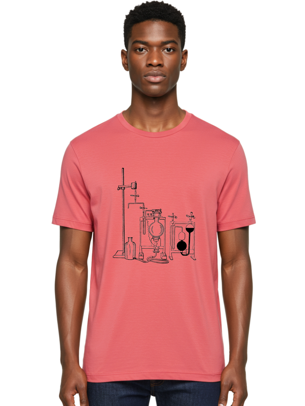 Laboratory-Equipment-4 Men'S Graphic Tee, 100% Cotton, Comfortable Casual Summer Wear, Machine Washable, Laboratory Equipment, Scientific Instruments, Chemistry Apparatus, Distillation Device, Flask, Bottle, Valve, Tube, Laboratory Setup, Aad618