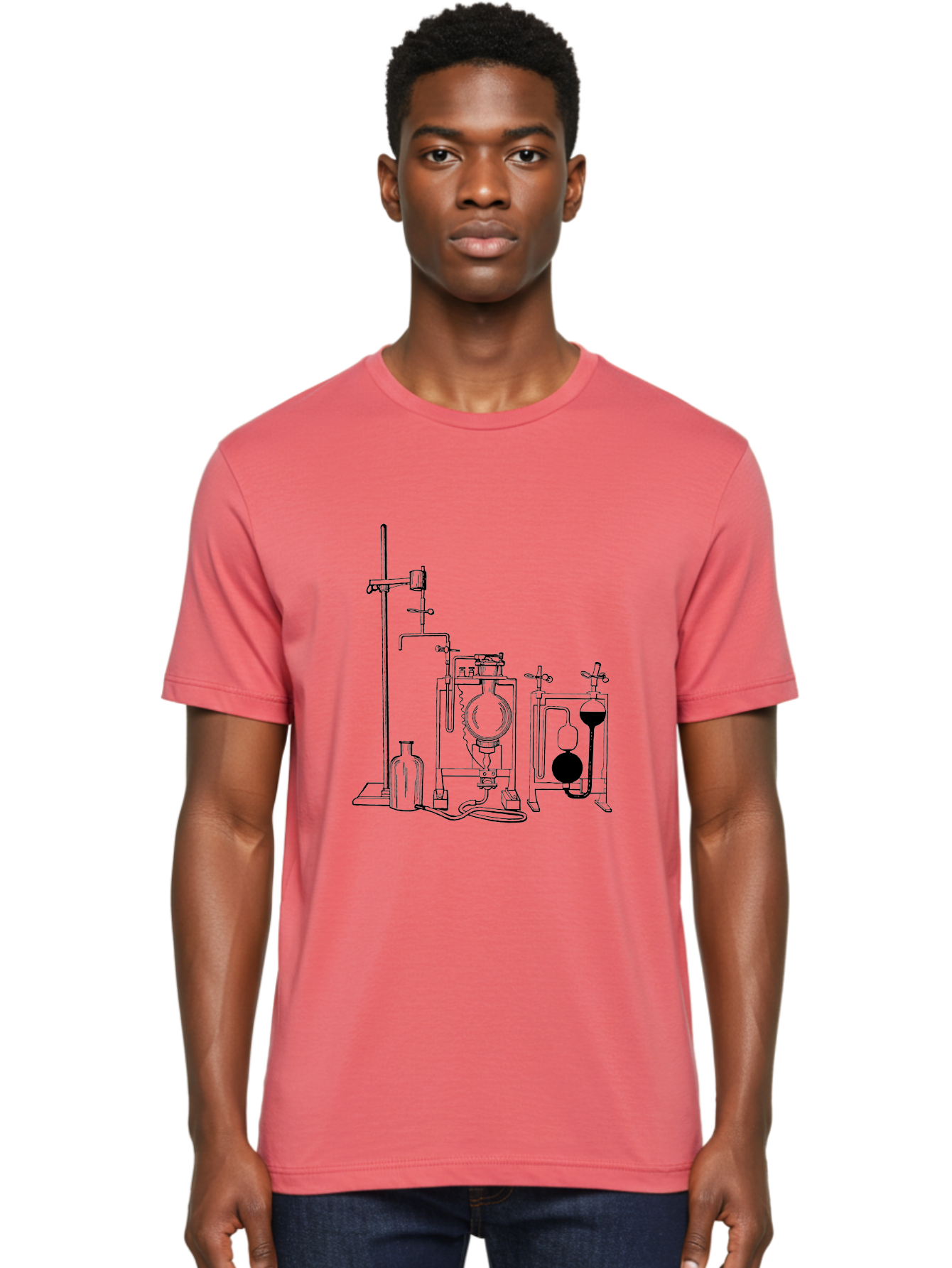 Laboratory-Equipment-4 Men'S Graphic Tee, 100% Cotton, Comfortable Casual Summer Wear, Machine Washable, Laboratory Equipment, Scientific Instruments, Chemistry Apparatus, Distillation Device, Flask, Bottle, Valve, Tube, Laboratory Setup, Aad618