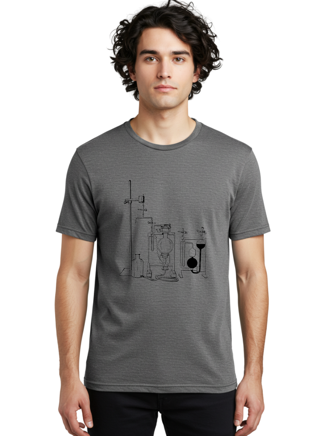 Laboratory-Equipment-4 Men'S Graphic Tee, 100% Cotton, Comfortable Casual Summer Wear, Machine Washable, Laboratory Equipment, Scientific Instruments, Chemistry Apparatus, Distillation Device, Flask, Bottle, Valve, Tube, Laboratory Setup, Aad618