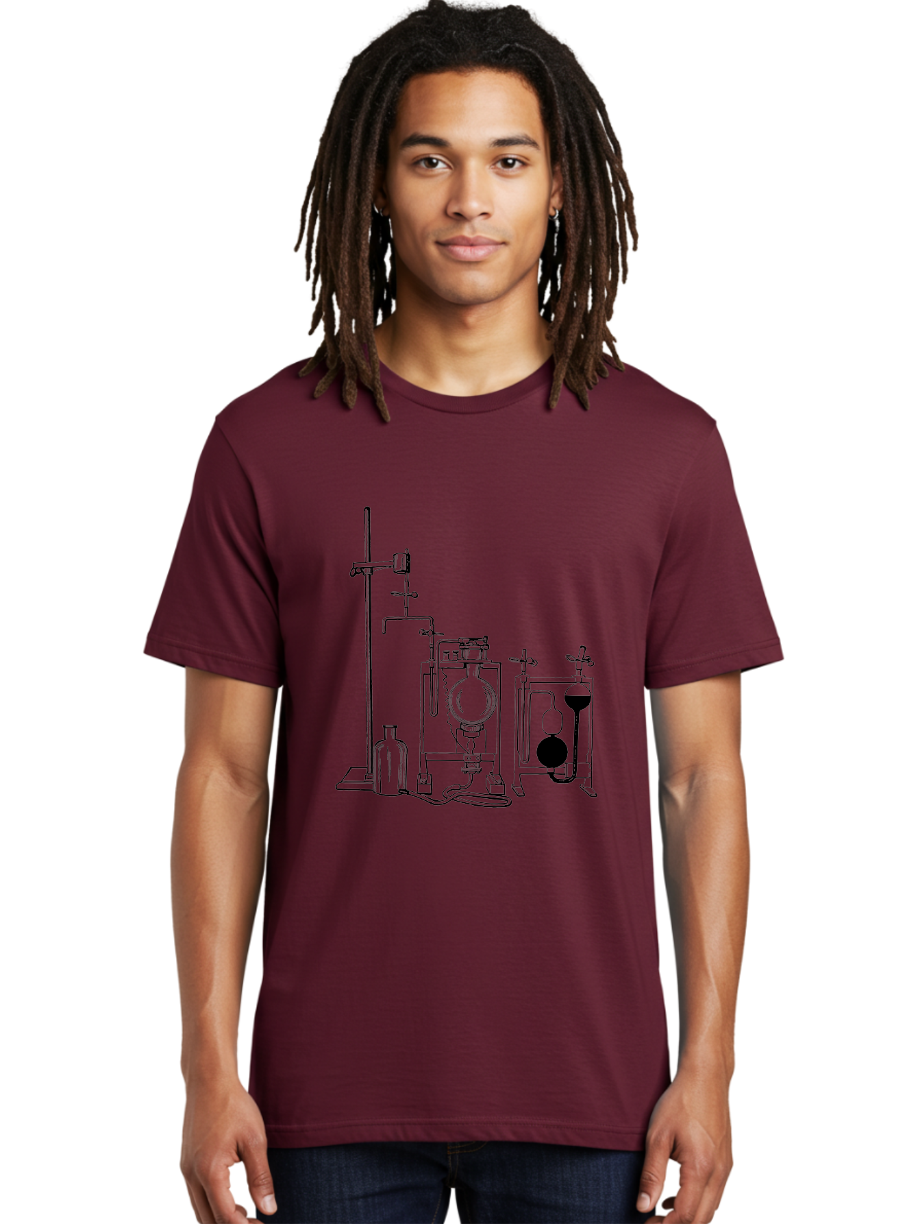 Laboratory-Equipment-4 Men'S Graphic Tee, 100% Cotton, Comfortable Casual Summer Wear, Machine Washable, Laboratory Equipment, Scientific Instruments, Chemistry Apparatus, Distillation Device, Flask, Bottle, Valve, Tube, Laboratory Setup, Aad618