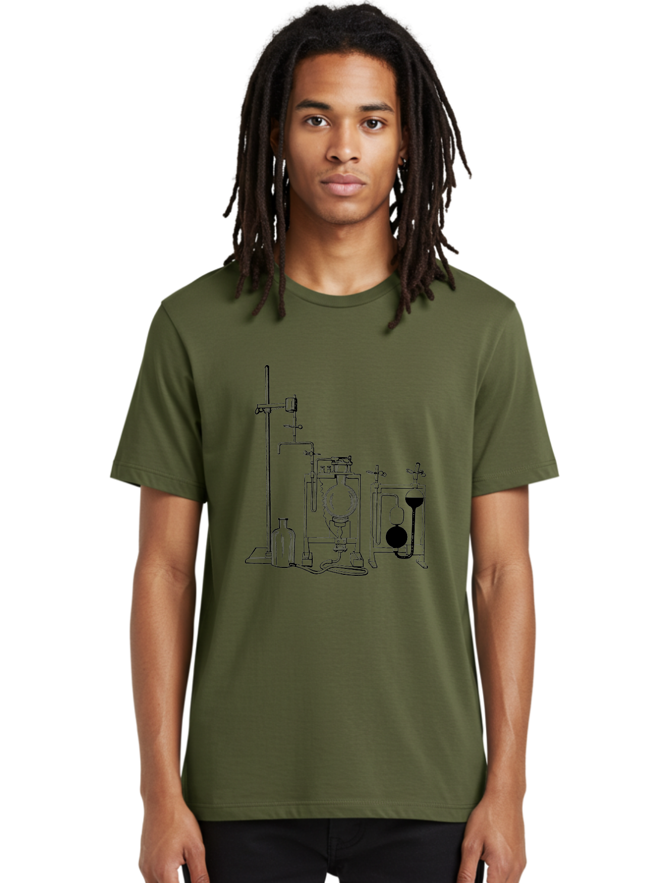 Laboratory-Equipment-4 Men'S Graphic Tee, 100% Cotton, Comfortable Casual Summer Wear, Machine Washable, Laboratory Equipment, Scientific Instruments, Chemistry Apparatus, Distillation Device, Flask, Bottle, Valve, Tube, Laboratory Setup, Aad618