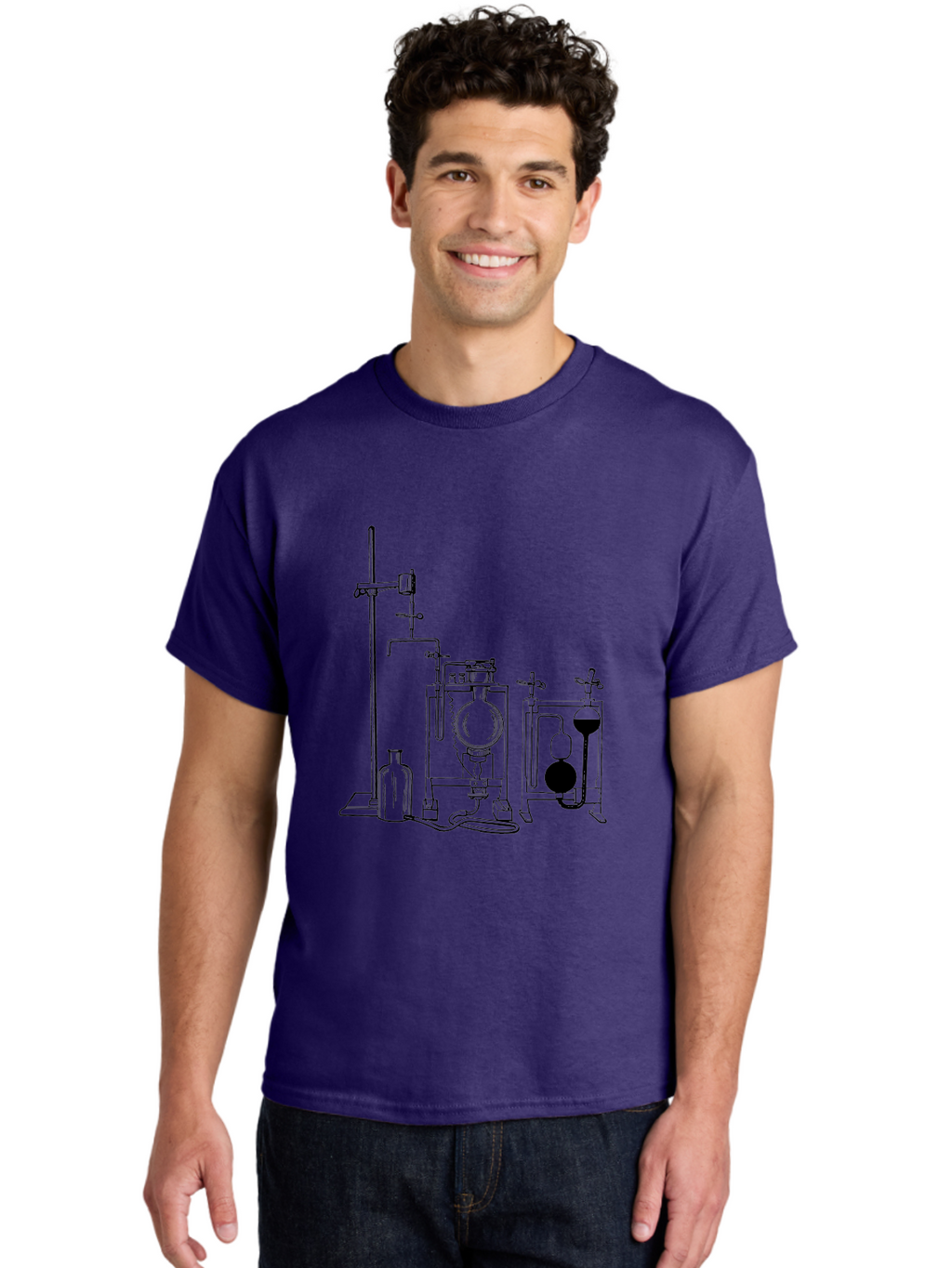 Laboratory-Equipment-4 Men'S Graphic Tee, 100% Cotton, Comfortable Casual Summer Wear, Machine Washable, Laboratory Equipment, Scientific Instruments, Chemistry Apparatus, Distillation Device, Flask, Bottle, Valve, Tube, Laboratory Setup, Aad618