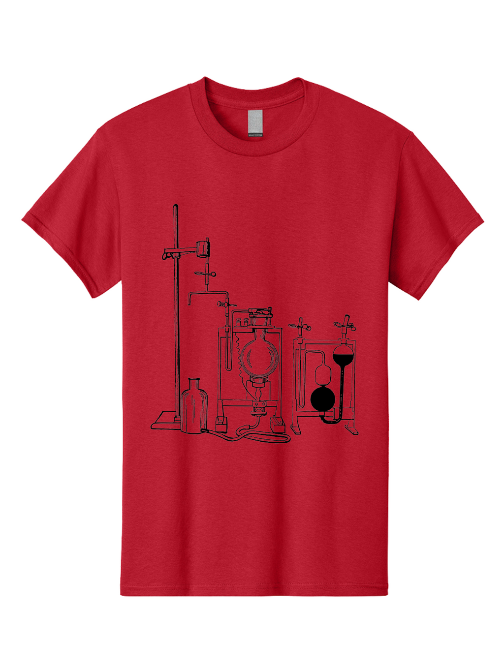 Laboratory-Equipment-4 Men'S Graphic Tee, 100% Cotton, Comfortable Casual Summer Wear, Machine Washable, Laboratory Equipment, Scientific Instruments, Chemistry Apparatus, Distillation Device, Flask, Bottle, Valve, Tube, Laboratory Setup, Aad618