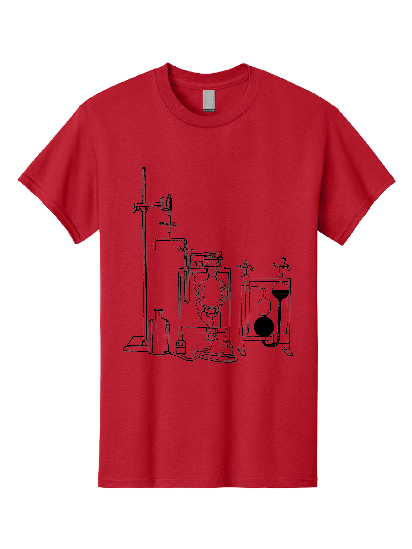 Laboratory-Equipment-4 Men'S Graphic Tee, 100% Cotton, Comfortable Casual Summer Wear, Machine Washable, Laboratory Equipment, Scientific Instruments, Chemistry Apparatus, Distillation Device, Flask, Bottle, Valve, Tube, Laboratory Setup, Aad618