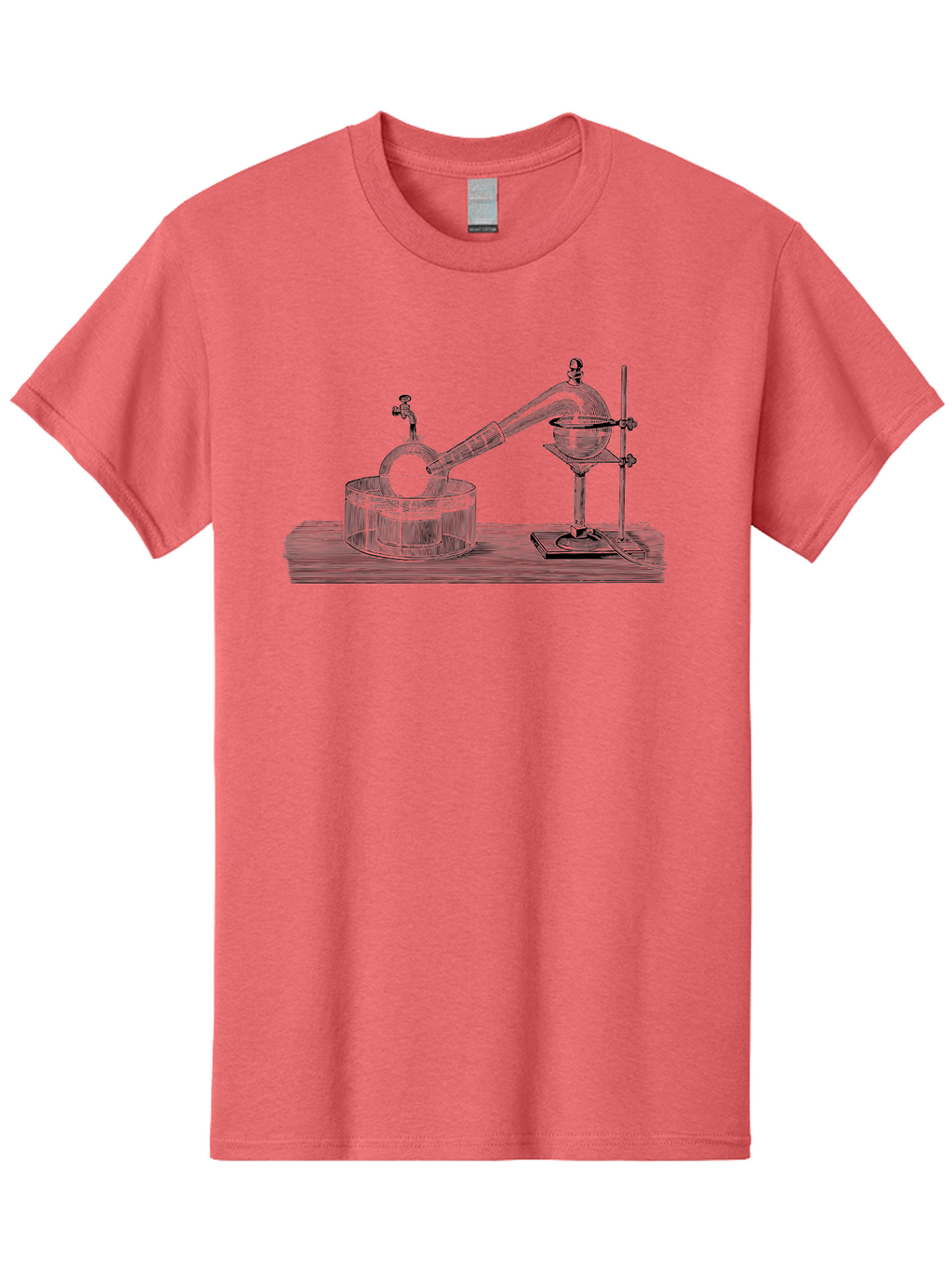 Laboratory-Equipment-7 Men'S Graphic Tee, 100% Cotton, Comfortable Casual Summer Wear, Machine Washable, Distillation Equipment, Laboratory Setup, Science Experiment, Chemistry, Glassware, Retort, Condenser, Laboratory Table Aad621