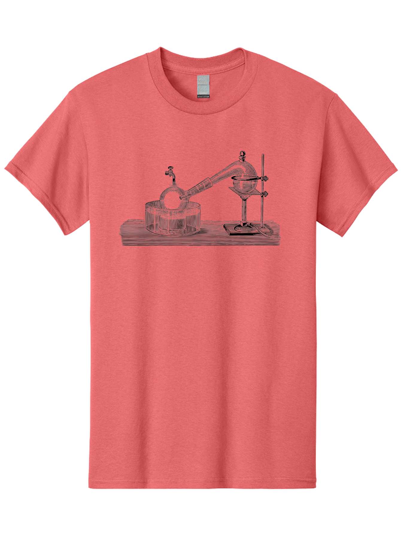 Laboratory-Equipment-7 Men'S Graphic Tee, 100% Cotton, Comfortable Casual Summer Wear, Machine Washable, Distillation Equipment, Laboratory Setup, Science Experiment, Chemistry, Glassware, Retort, Condenser, Laboratory Table Aad621