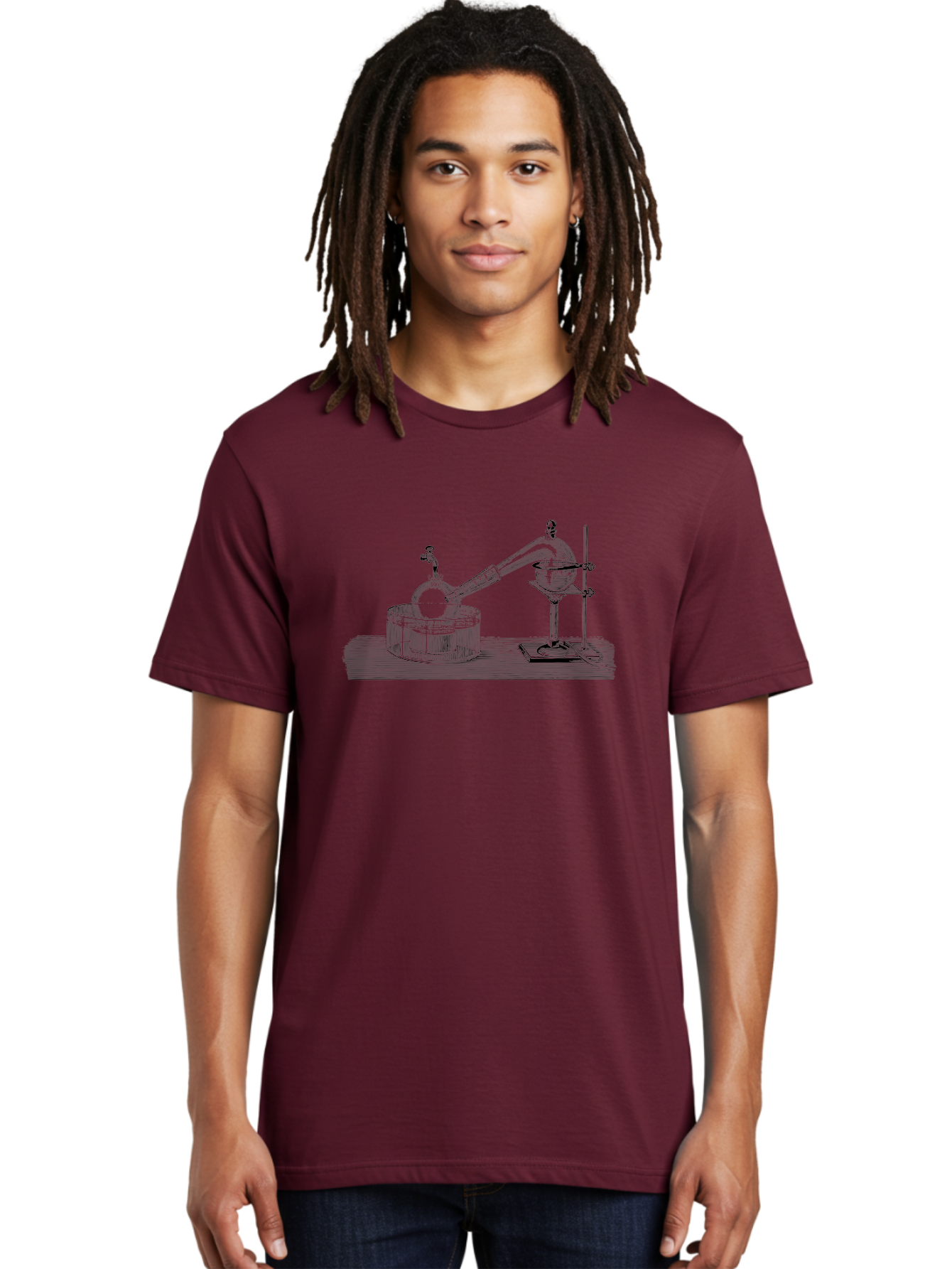 Laboratory-Equipment-7 Men'S Graphic Tee, 100% Cotton, Comfortable Casual Summer Wear, Machine Washable, Distillation Equipment, Laboratory Setup, Science Experiment, Chemistry, Glassware, Retort, Condenser, Laboratory Table Aad621