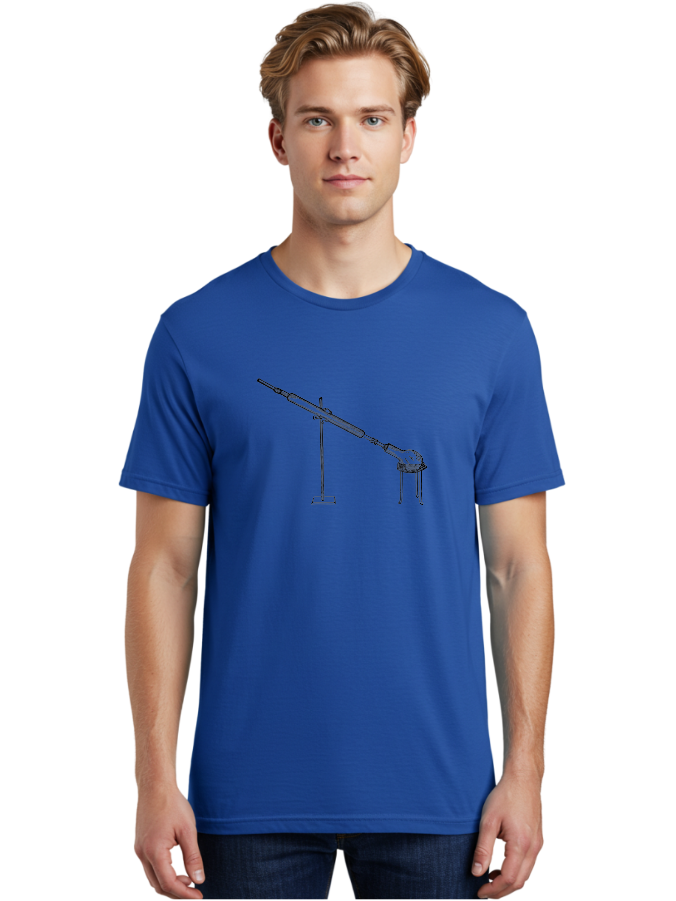 Laboratory-Equipment-8 Men'S Graphic Tee, 100% Cotton, Comfortable Casual Summer Wear, Machine Washable, Laboratory Equipment, Scientific Apparatus, Distillation Setup, Glassware, Chemistry Lab, Science Experiment, Test Tube, Clamp Stand, Aad622