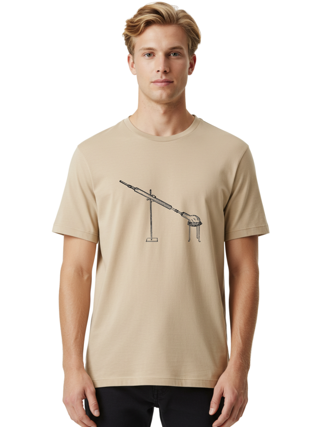 Laboratory-Equipment-8 Men'S Graphic Tee, 100% Cotton, Comfortable Casual Summer Wear, Machine Washable, Laboratory Equipment, Scientific Apparatus, Distillation Setup, Glassware, Chemistry Lab, Science Experiment, Test Tube, Clamp Stand, Aad622