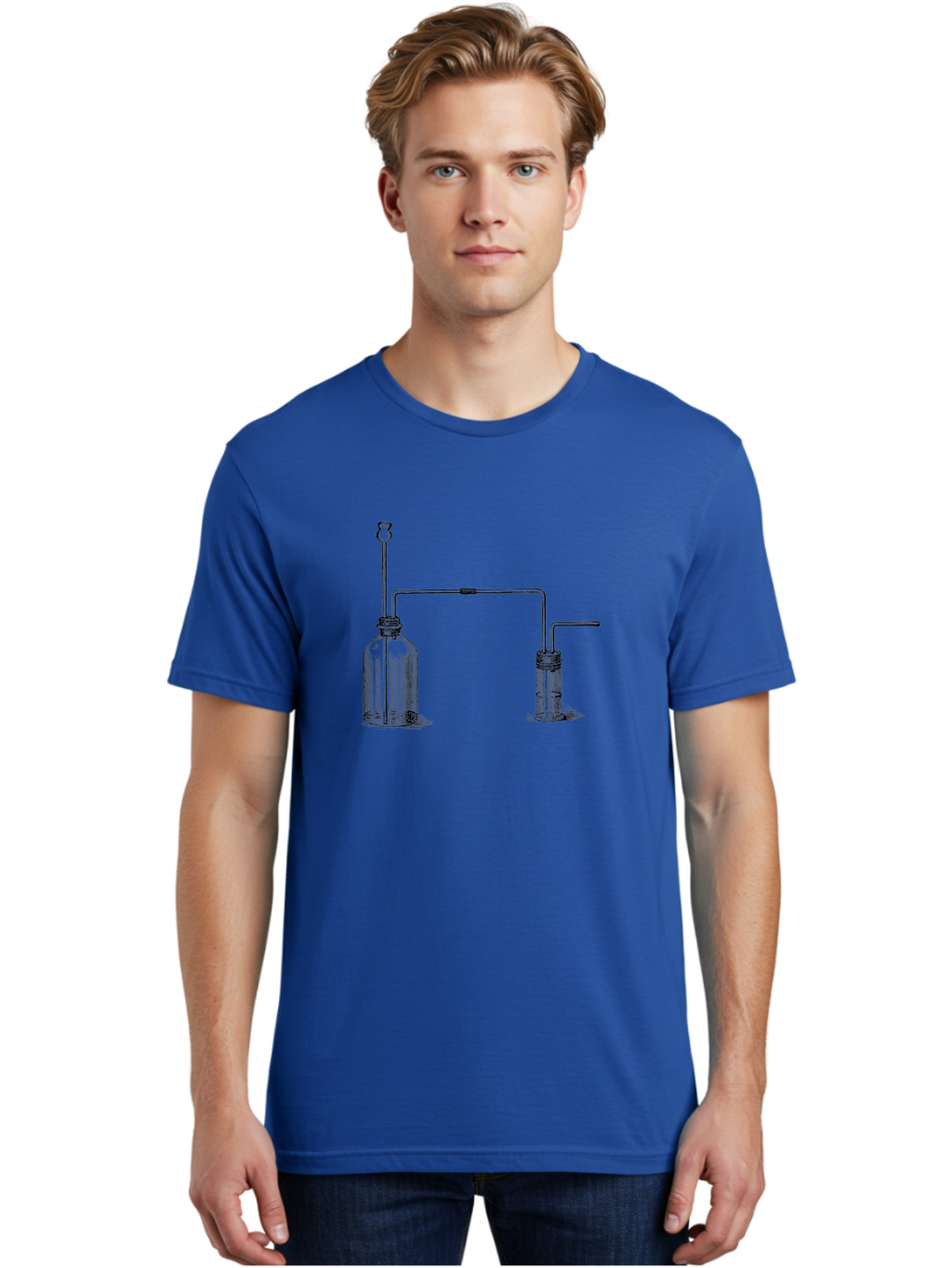 Laboratory-Equipment Men'S Graphic Tee, 100% Cotton, Comfortable Casual Summer Wear, Machine Washable, Laboratory Equipment, Scientific Apparatus, Glassware, Tubes, Bottles, Experimental Setup, Chemistry, Lab Setup, Equipment Connection Aad623