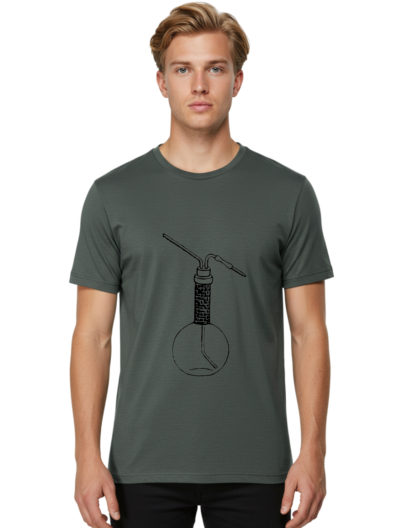 Laboratory-Flask-1 Men'S Graphic Tee, 100% Cotton, Comfortable Casual Summer Wear, Machine Washable, Laboratory Equipment, Science Lab, Chemistry Experiment, Glassware, Scientific Research, Flask With Tube, Laboratory Setup Aad624