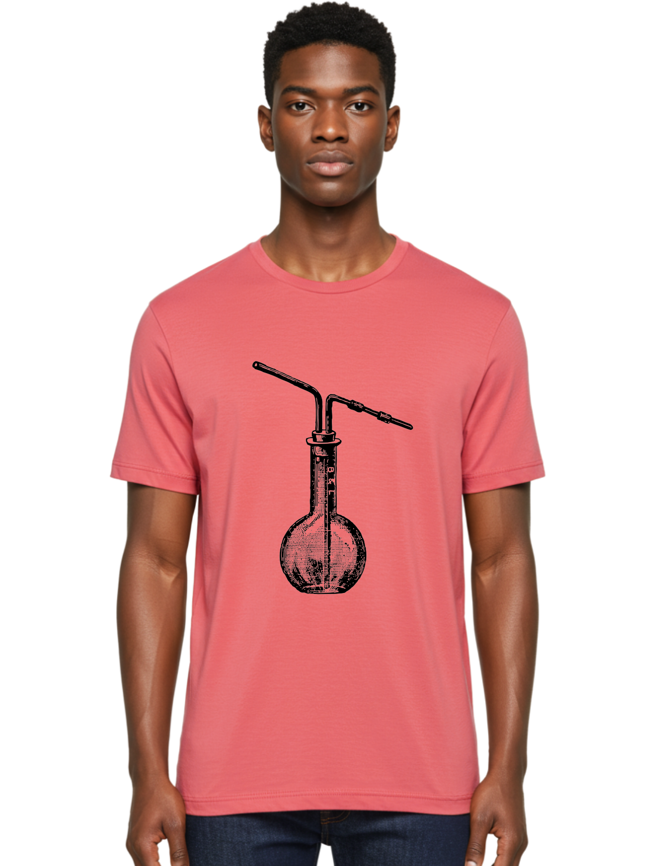 Laboratory-Flask-2 Men'S Graphic Tee, 100% Cotton, Comfortable Casual Summer Wear, Machine Washable, Laboratory Equipment, Scientific Glassware, Chemistry Apparatus, Flask With Tubes, Experimental Setup, Lab Supplies, Research Tools Aad625