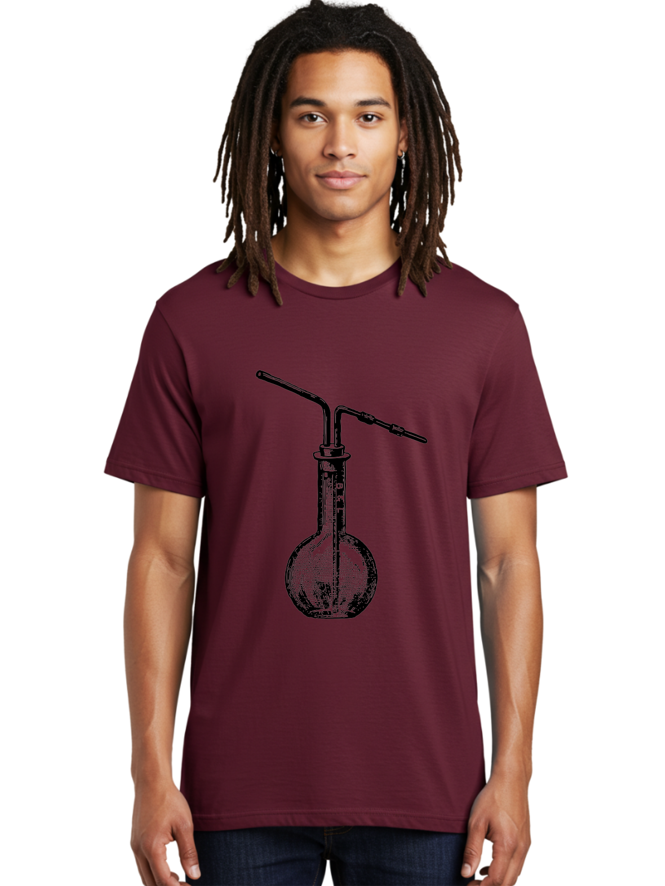 Laboratory-Flask-2 Men'S Graphic Tee, 100% Cotton, Comfortable Casual Summer Wear, Machine Washable, Laboratory Equipment, Scientific Glassware, Chemistry Apparatus, Flask With Tubes, Experimental Setup, Lab Supplies, Research Tools Aad625