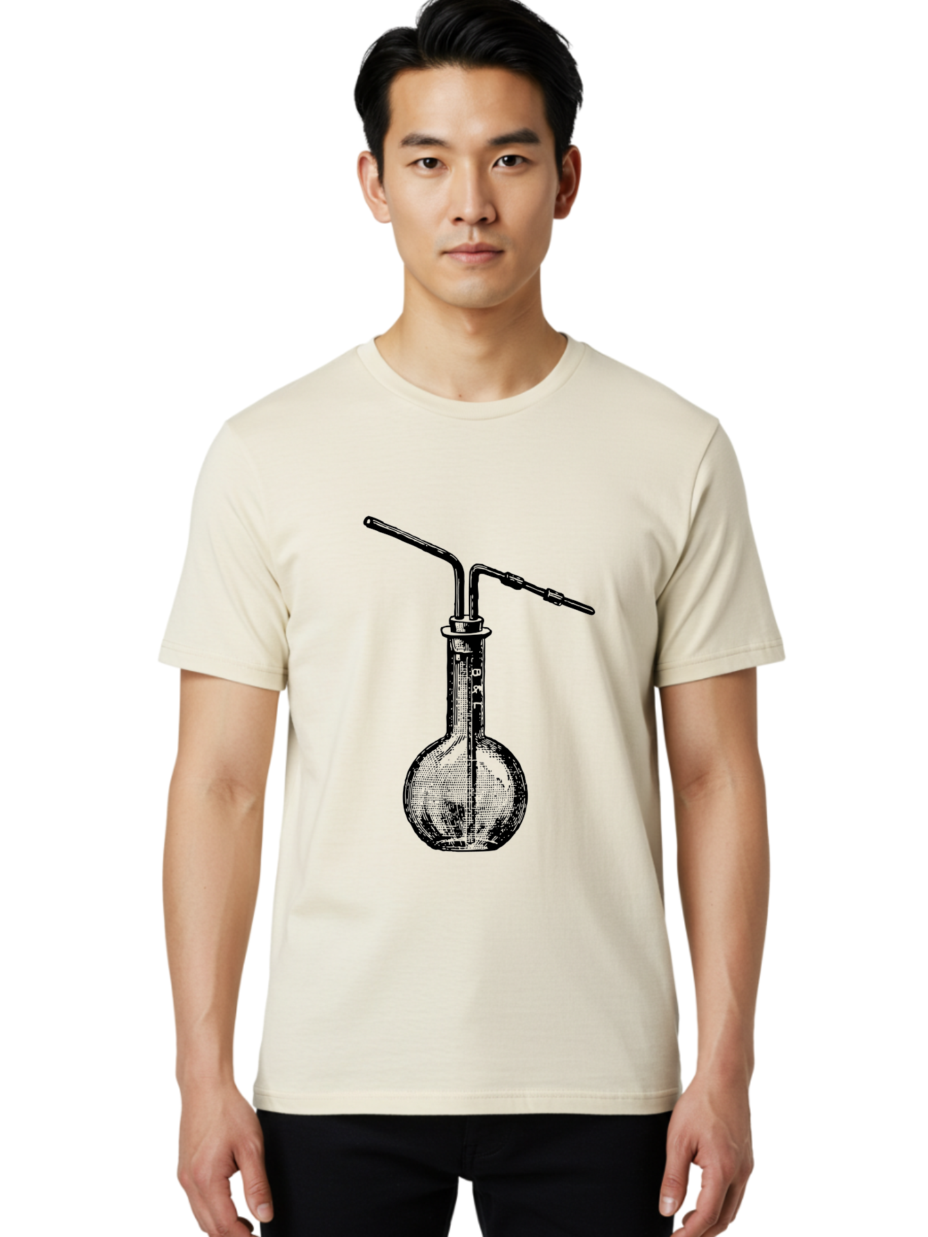 Laboratory-Flask-2 Men'S Graphic Tee, 100% Cotton, Comfortable Casual Summer Wear, Machine Washable, Laboratory Equipment, Scientific Glassware, Chemistry Apparatus, Flask With Tubes, Experimental Setup, Lab Supplies, Research Tools Aad625
