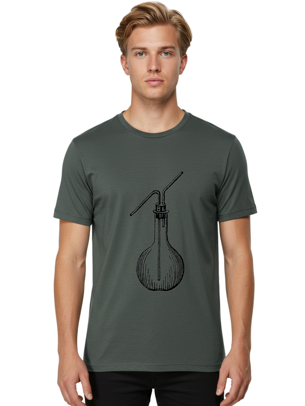 Laboratory-Flask Men'S Graphic Tee, 100% Cotton, Comfortable Casual Summer Wear, Machine Washable, Laboratory Equipment, Scientific Apparatus, Glass Flask, Chemistry Lab, Distillation Device, Experimental Setup, Vintage Illustration Aad627