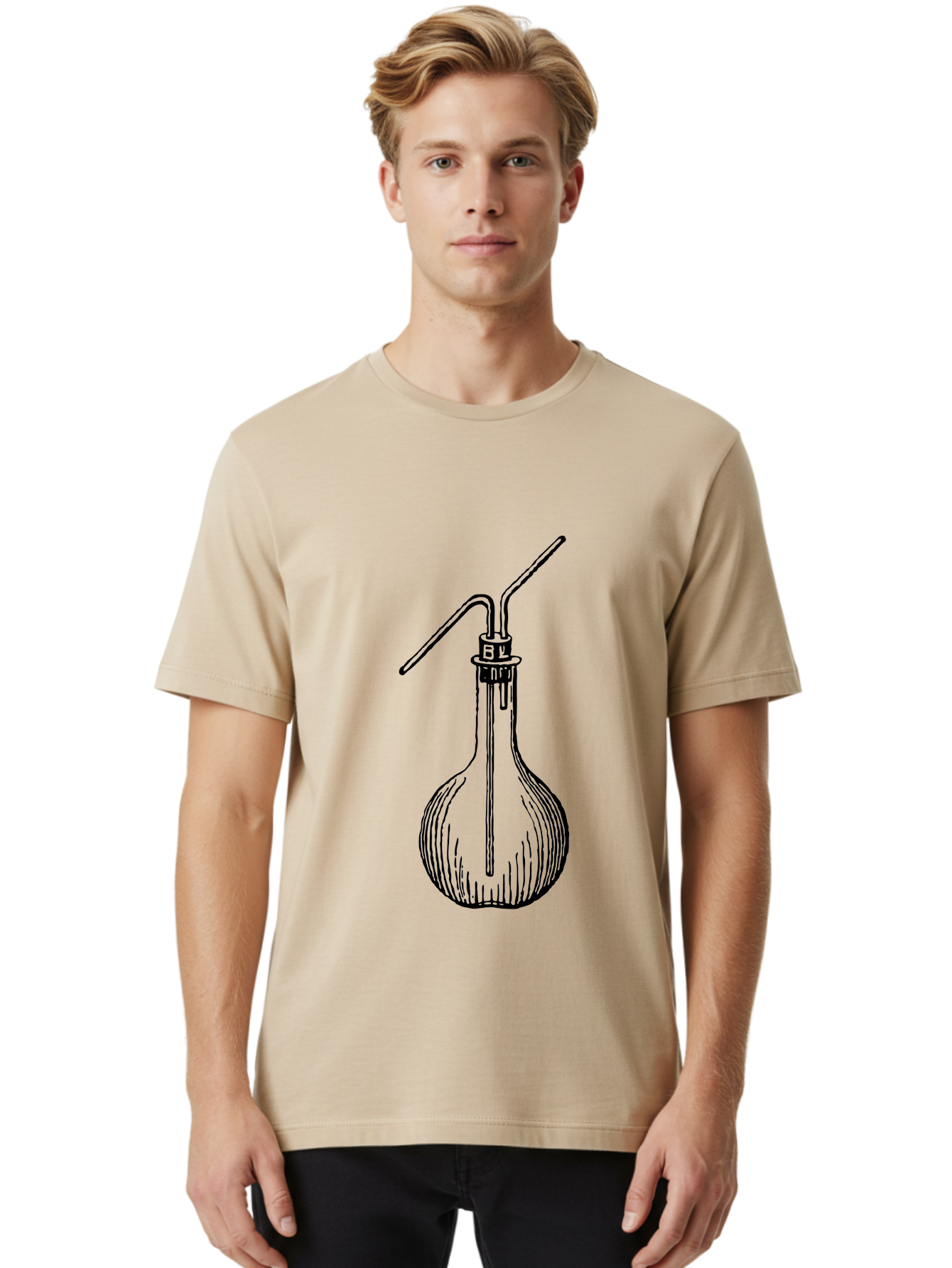 Laboratory-Flask Men'S Graphic Tee, 100% Cotton, Comfortable Casual Summer Wear, Machine Washable, Laboratory Equipment, Scientific Apparatus, Glass Flask, Chemistry Lab, Distillation Device, Experimental Setup, Vintage Illustration Aad627