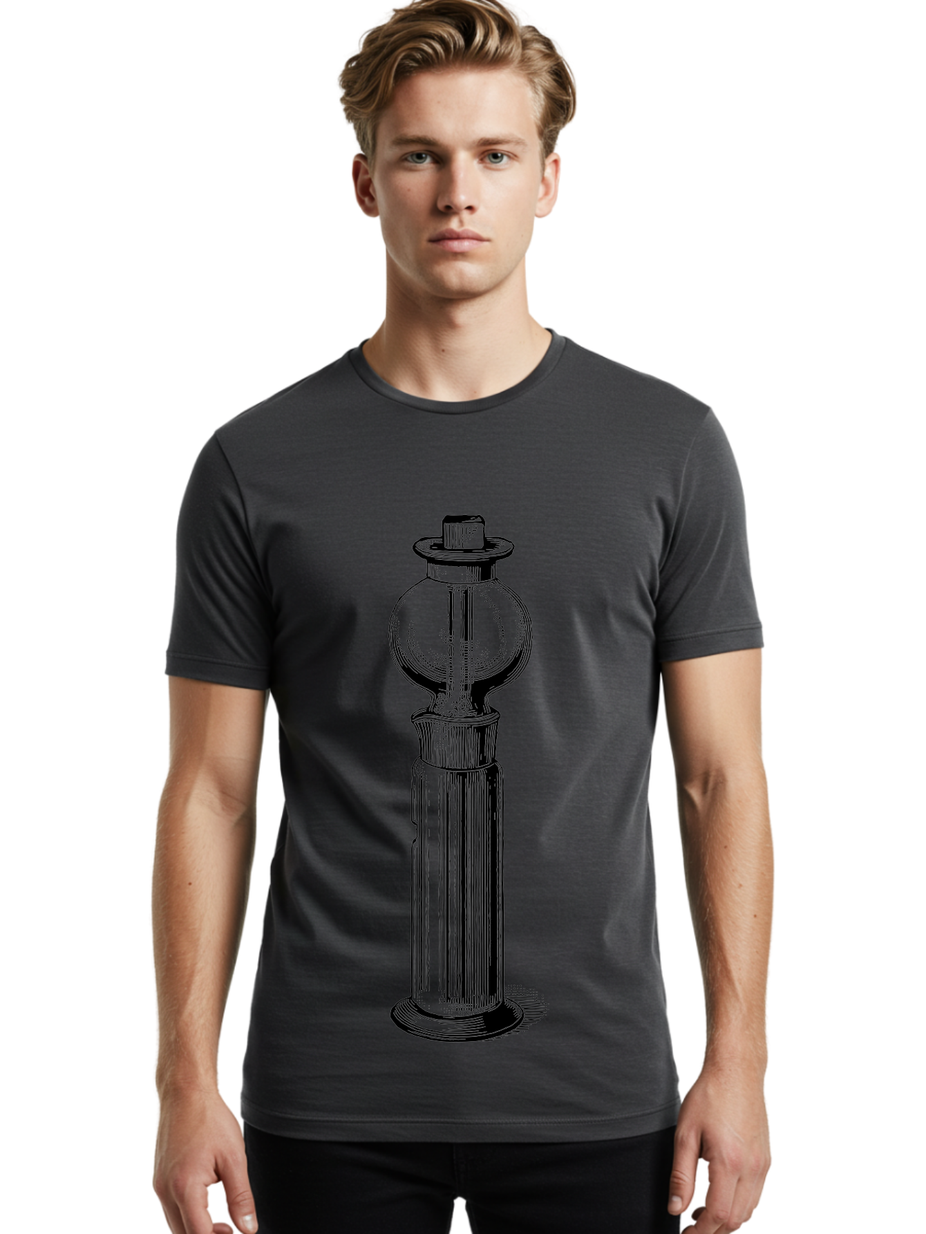 Lamp-Post Men'S Graphic Tee, 100% Cotton, Comfortable Casual Summer Wear, Machine Washable, Vintage Lamp Post, Street Lamp, Antique Lighting, Classic Design, Traditional Style, Ornate Details, Historic Architecture Aad628