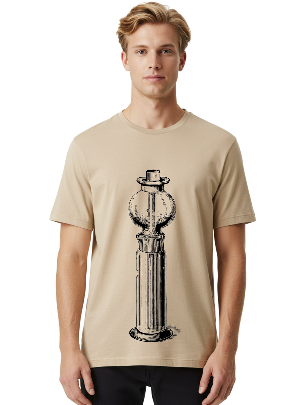 Lamp-Post Men'S Graphic Tee, 100% Cotton, Comfortable Casual Summer Wear, Machine Washable, Vintage Lamp Post, Street Lamp, Antique Lighting, Classic Design, Traditional Style, Ornate Details, Historic Architecture Aad628