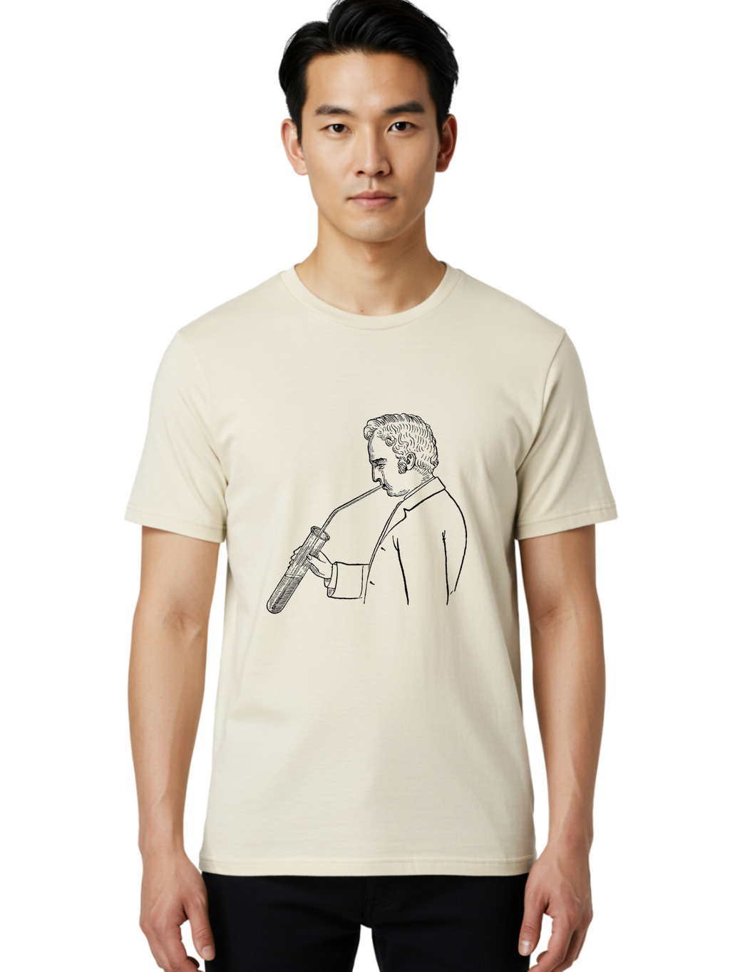 Man-Smoking-Pipe Men'S Graphic Tee, 100% Cotton, Comfortable Casual Summer Wear, Machine Washable, Man Holding Blowtorch, Vintage Illustration, Retro Artwork, Skilled Craftsman, Tool Usage, Industrial Work, Diy Projects, Craftsmanship, Aad631
