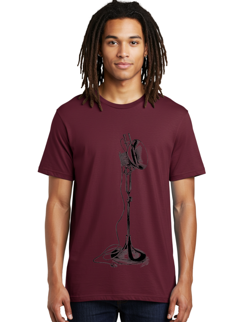 Microphone-Stand Men'S Graphic Tee, 100% Cotton, Comfortable Casual Summer Wear, Machine Washable, Studio Lighting, Photography Equipment, Adjustable Lamp, Cable Management, Professional Photography, Still Life Photography, High-Key Lighting, Aad635