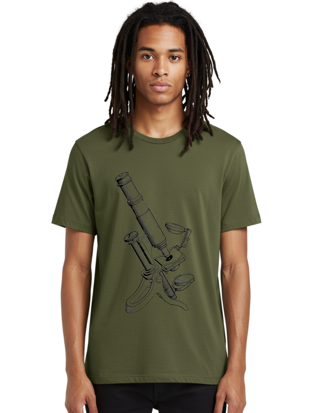 Microscope Men'S Graphic Tee, 100% Cotton, Comfortable Casual Summer Wear, Machine Washable, Microscope Illustration, Scientific Equipment, Laboratory Instrument, Cell Study, Detailed Drawing, Vintage Style, Scientific Research, Aad636