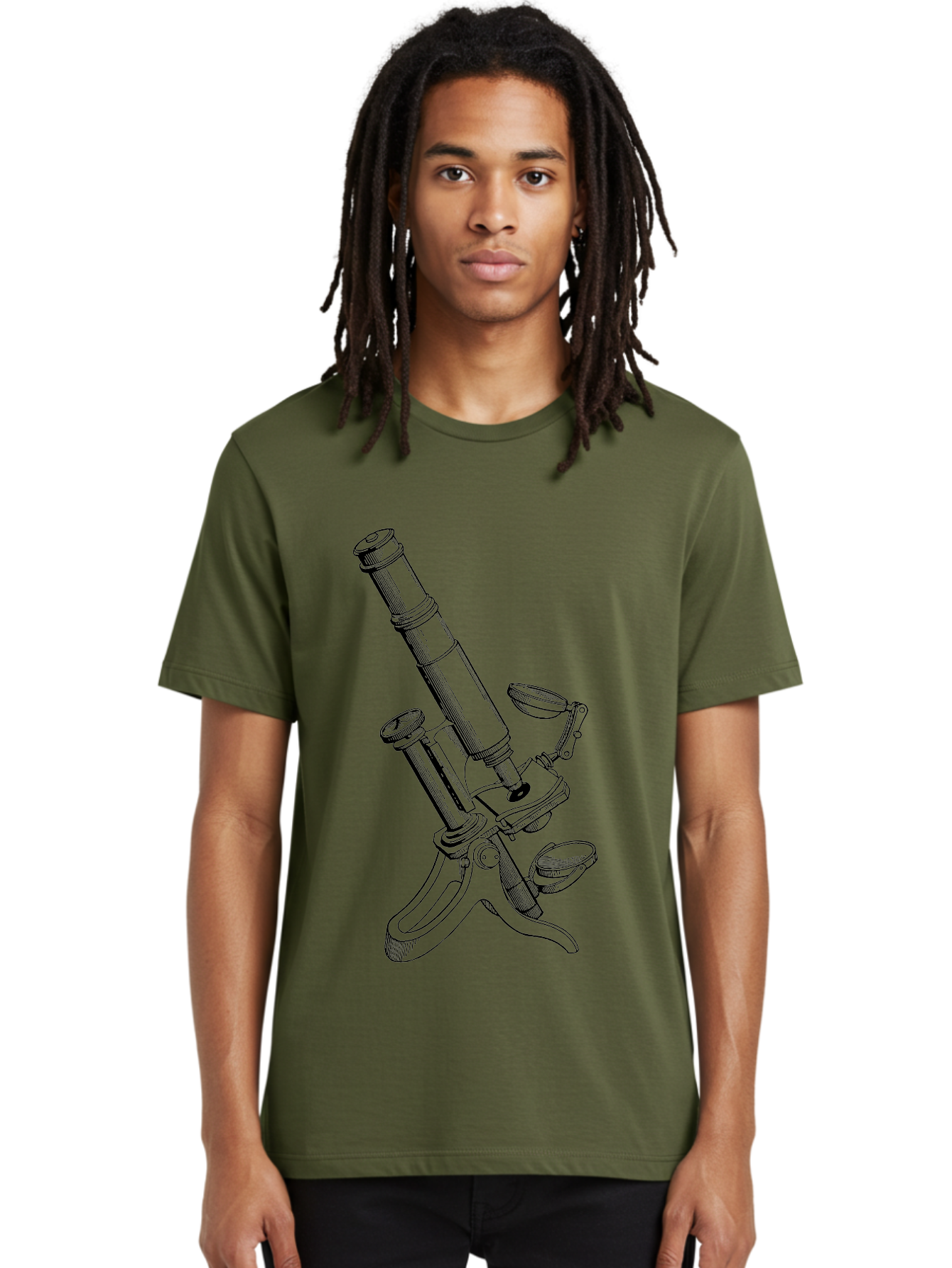 Microscope Men'S Graphic Tee, 100% Cotton, Comfortable Casual Summer Wear, Machine Washable, Microscope Illustration, Scientific Equipment, Laboratory Instrument, Cell Study, Detailed Drawing, Vintage Style, Scientific Research, Aad636