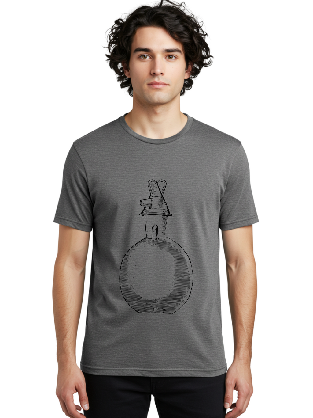 Molotov-Cocktail Men'S Graphic Tee, 100% Cotton, Comfortable Casual Summer Wear, Machine Washable, Potion Bottle, Vintage Apothecary, Fantasy Art, Mystical Elixir, Magical Concoction, Hand-Drawn Illustration, Sketch Art, Retro Style Aad637