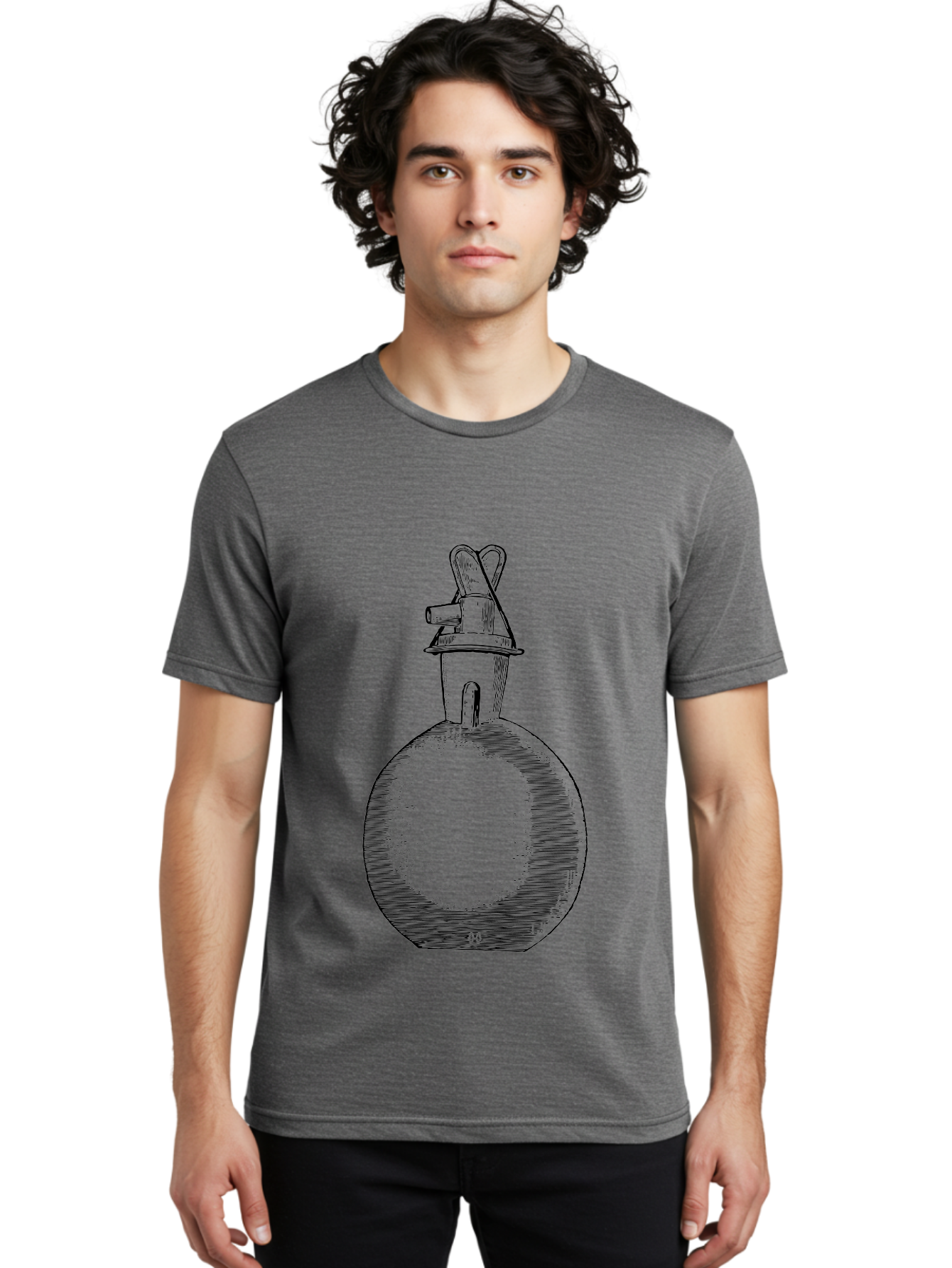 Molotov-Cocktail Men'S Graphic Tee, 100% Cotton, Comfortable Casual Summer Wear, Machine Washable, Potion Bottle, Vintage Apothecary, Fantasy Art, Mystical Elixir, Magical Concoction, Hand-Drawn Illustration, Sketch Art, Retro Style Aad637