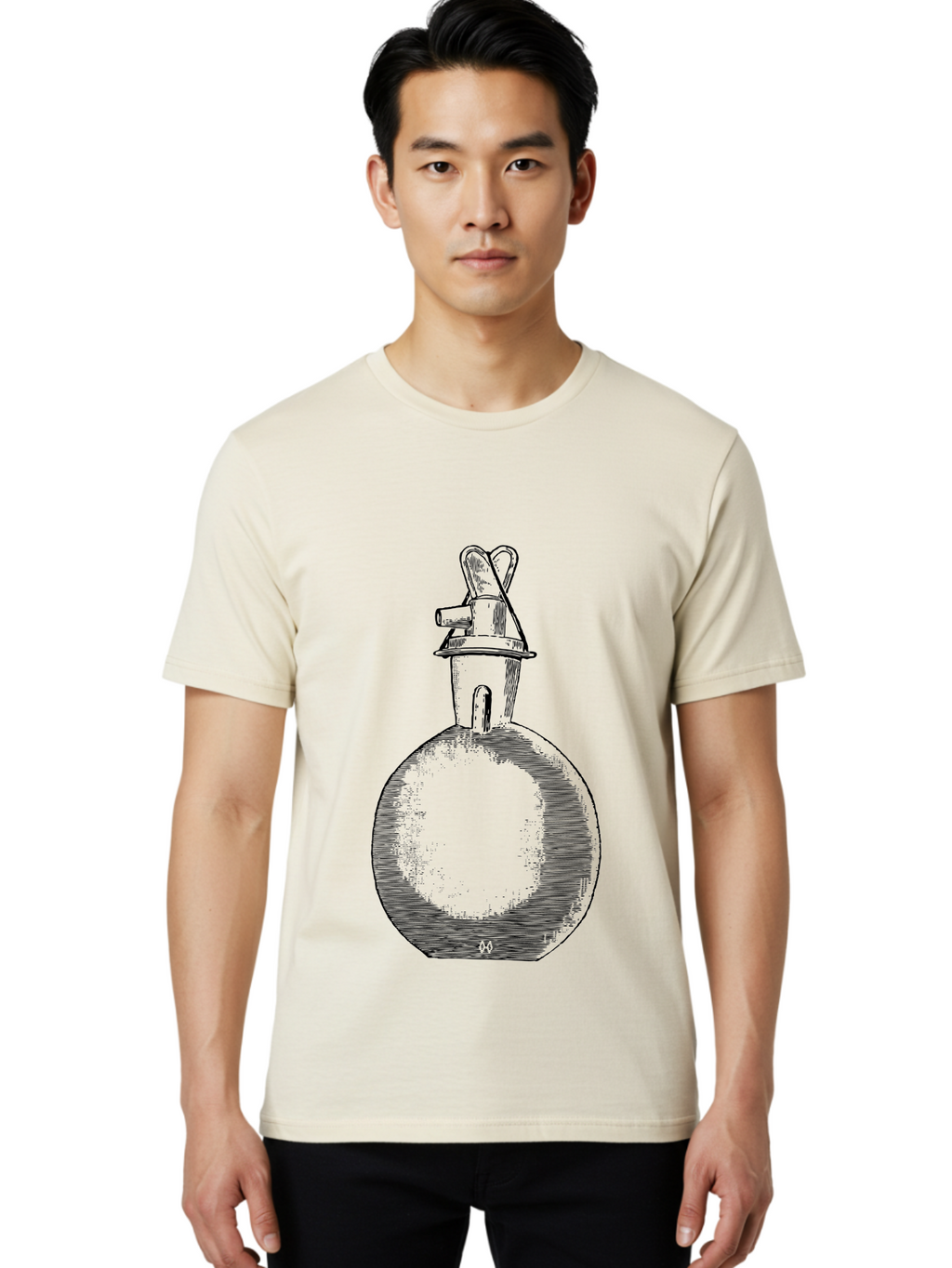 Molotov-Cocktail Men'S Graphic Tee, 100% Cotton, Comfortable Casual Summer Wear, Machine Washable, Potion Bottle, Vintage Apothecary, Fantasy Art, Mystical Elixir, Magical Concoction, Hand-Drawn Illustration, Sketch Art, Retro Style Aad637