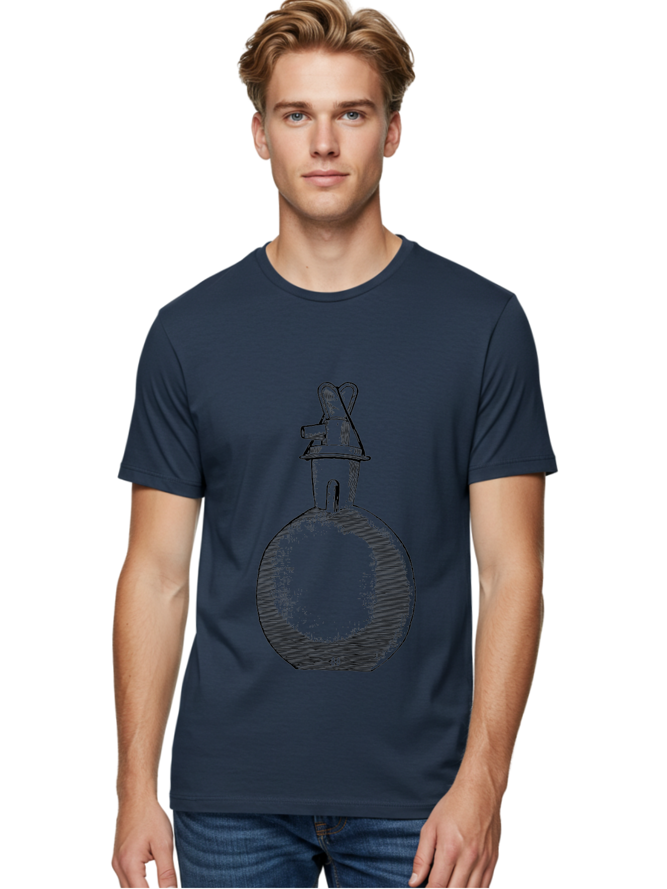 Molotov-Cocktail Men'S Graphic Tee, 100% Cotton, Comfortable Casual Summer Wear, Machine Washable, Potion Bottle, Vintage Apothecary, Fantasy Art, Mystical Elixir, Magical Concoction, Hand-Drawn Illustration, Sketch Art, Retro Style Aad637