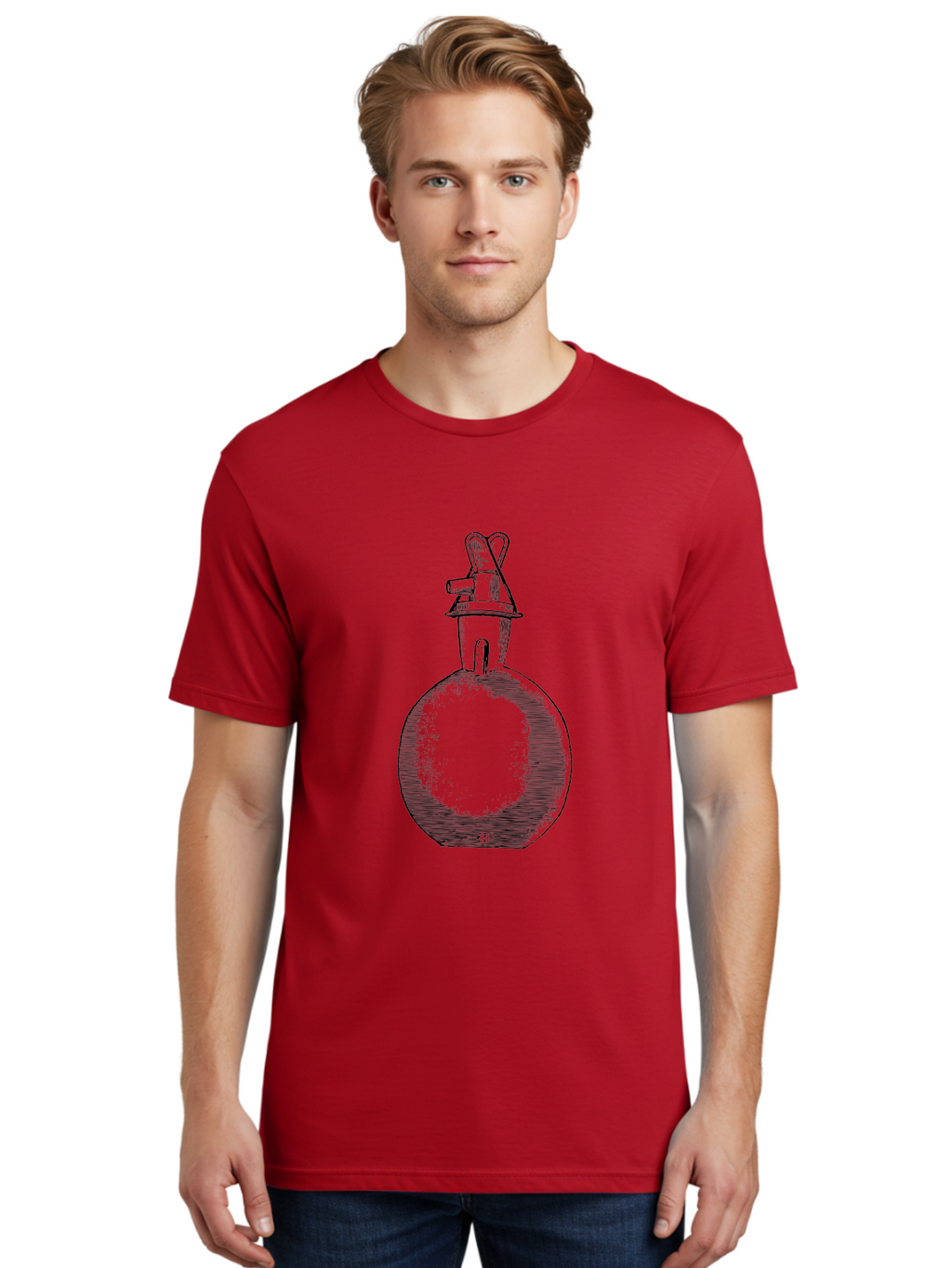 Molotov-Cocktail Men'S Graphic Tee, 100% Cotton, Comfortable Casual Summer Wear, Machine Washable, Potion Bottle, Vintage Apothecary, Fantasy Art, Mystical Elixir, Magical Concoction, Hand-Drawn Illustration, Sketch Art, Retro Style Aad637
