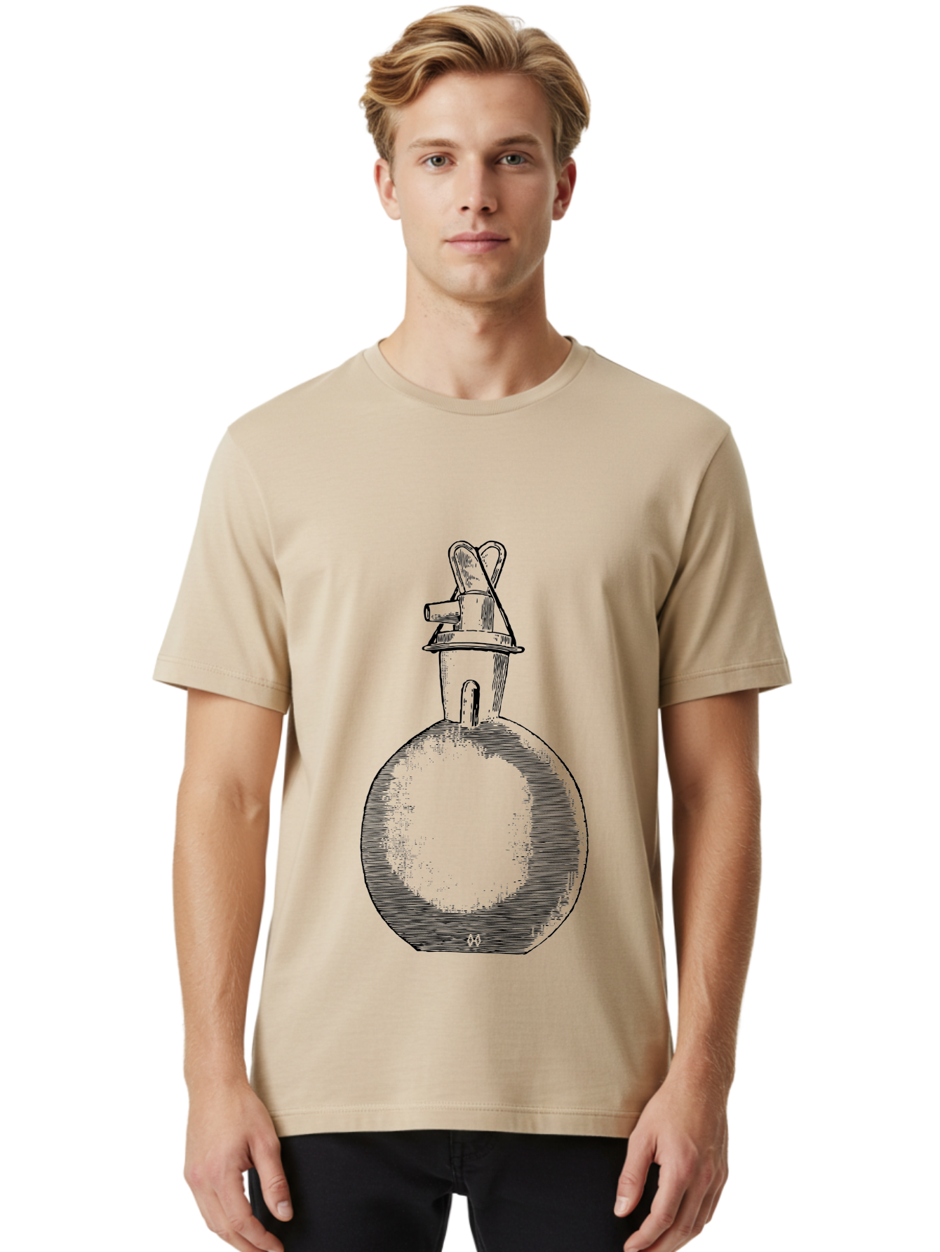 Molotov-Cocktail Men'S Graphic Tee, 100% Cotton, Comfortable Casual Summer Wear, Machine Washable, Potion Bottle, Vintage Apothecary, Fantasy Art, Mystical Elixir, Magical Concoction, Hand-Drawn Illustration, Sketch Art, Retro Style Aad637