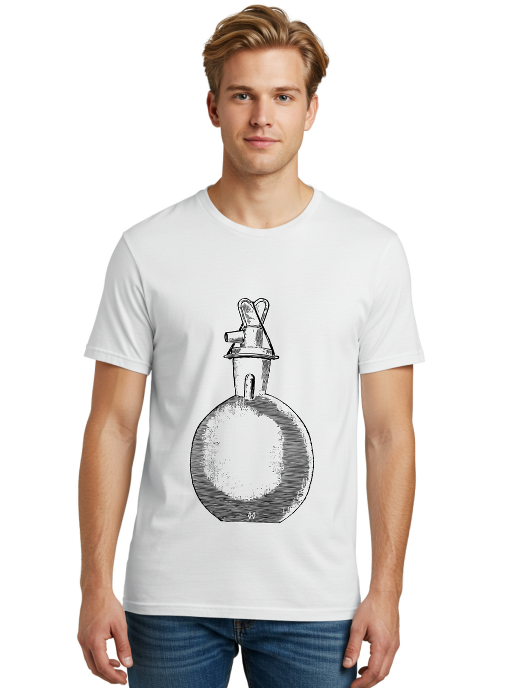 Molotov-Cocktail Men'S Graphic Tee, 100% Cotton, Comfortable Casual Summer Wear, Machine Washable, Potion Bottle, Vintage Apothecary, Fantasy Art, Mystical Elixir, Magical Concoction, Hand-Drawn Illustration, Sketch Art, Retro Style Aad637