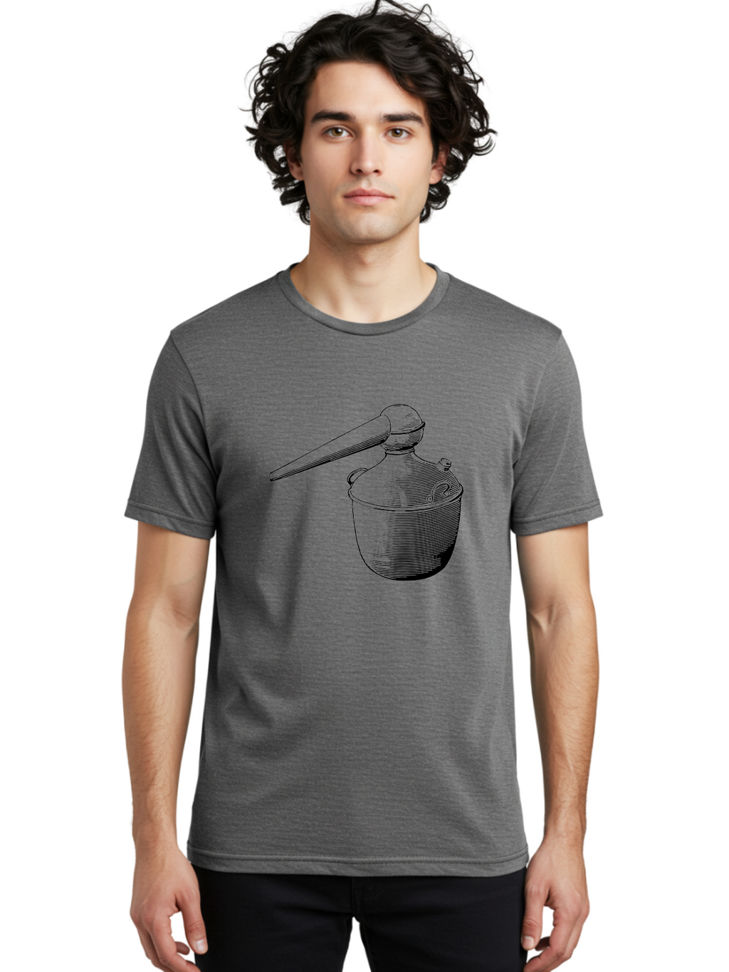 Neti-Pot Men'S Graphic Tee, 100% Cotton, Comfortable Casual Summer Wear, Machine Washable, Manual Grinder, Coffee Grinder, Spice Grinder, Kitchen Tool, Vintage Design, Manual Operation, Hand-Crank, Grinding Mechanism Aad638