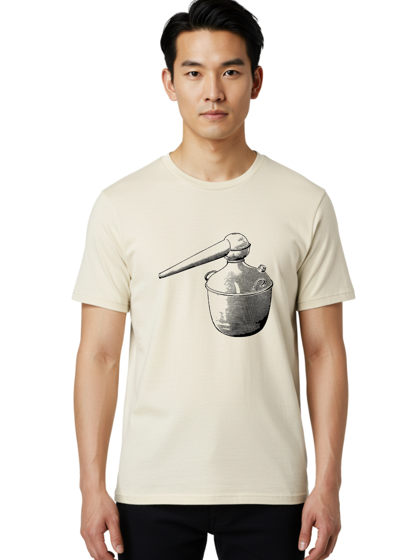 Neti-Pot Men'S Graphic Tee, 100% Cotton, Comfortable Casual Summer Wear, Machine Washable, Manual Grinder, Coffee Grinder, Spice Grinder, Kitchen Tool, Vintage Design, Manual Operation, Hand-Crank, Grinding Mechanism Aad638