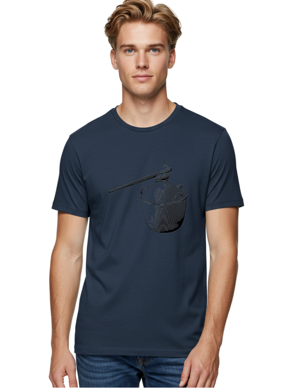 Neti-Pot Men'S Graphic Tee, 100% Cotton, Comfortable Casual Summer Wear, Machine Washable, Manual Grinder, Coffee Grinder, Spice Grinder, Kitchen Tool, Vintage Design, Manual Operation, Hand-Crank, Grinding Mechanism Aad638