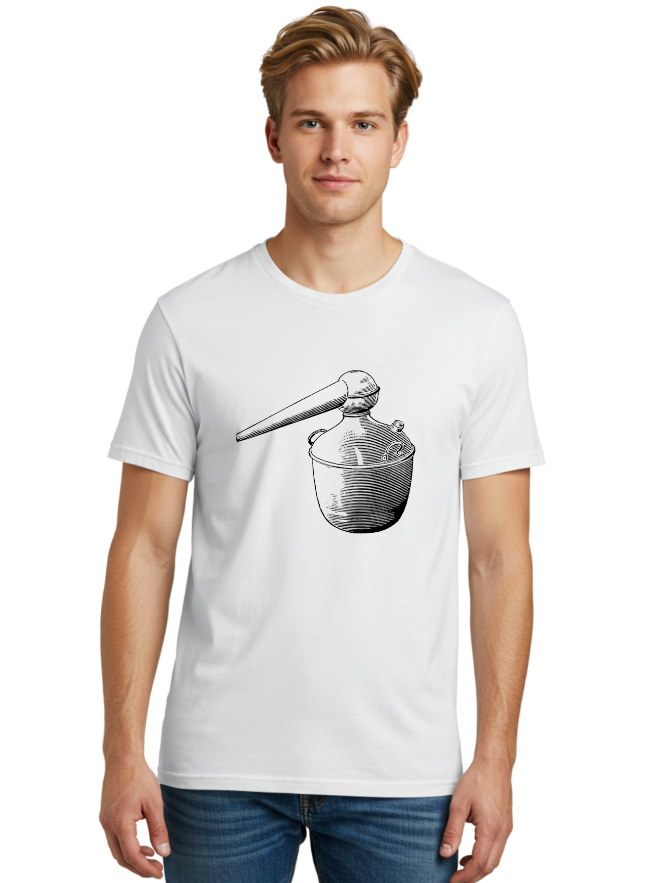 Neti-Pot Men'S Graphic Tee, 100% Cotton, Comfortable Casual Summer Wear, Machine Washable, Manual Grinder, Coffee Grinder, Spice Grinder, Kitchen Tool, Vintage Design, Manual Operation, Hand-Crank, Grinding Mechanism Aad638