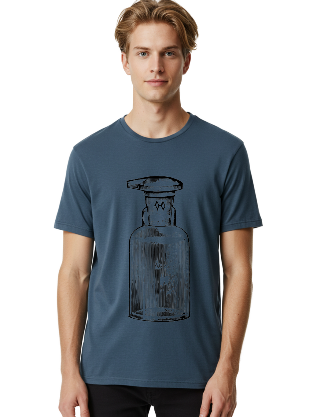 Potion-Bottle Men'S Graphic Tee, 100% Cotton, Comfortable Casual Summer Wear, Machine Washable, Glass Bottle, Vintage Bottle, Apothecary Jar, Antique Glassware, Stoppered Bottle, Diamond Symbol, Classic Design, Retro Style, Vintage Aesthetic Aad645
