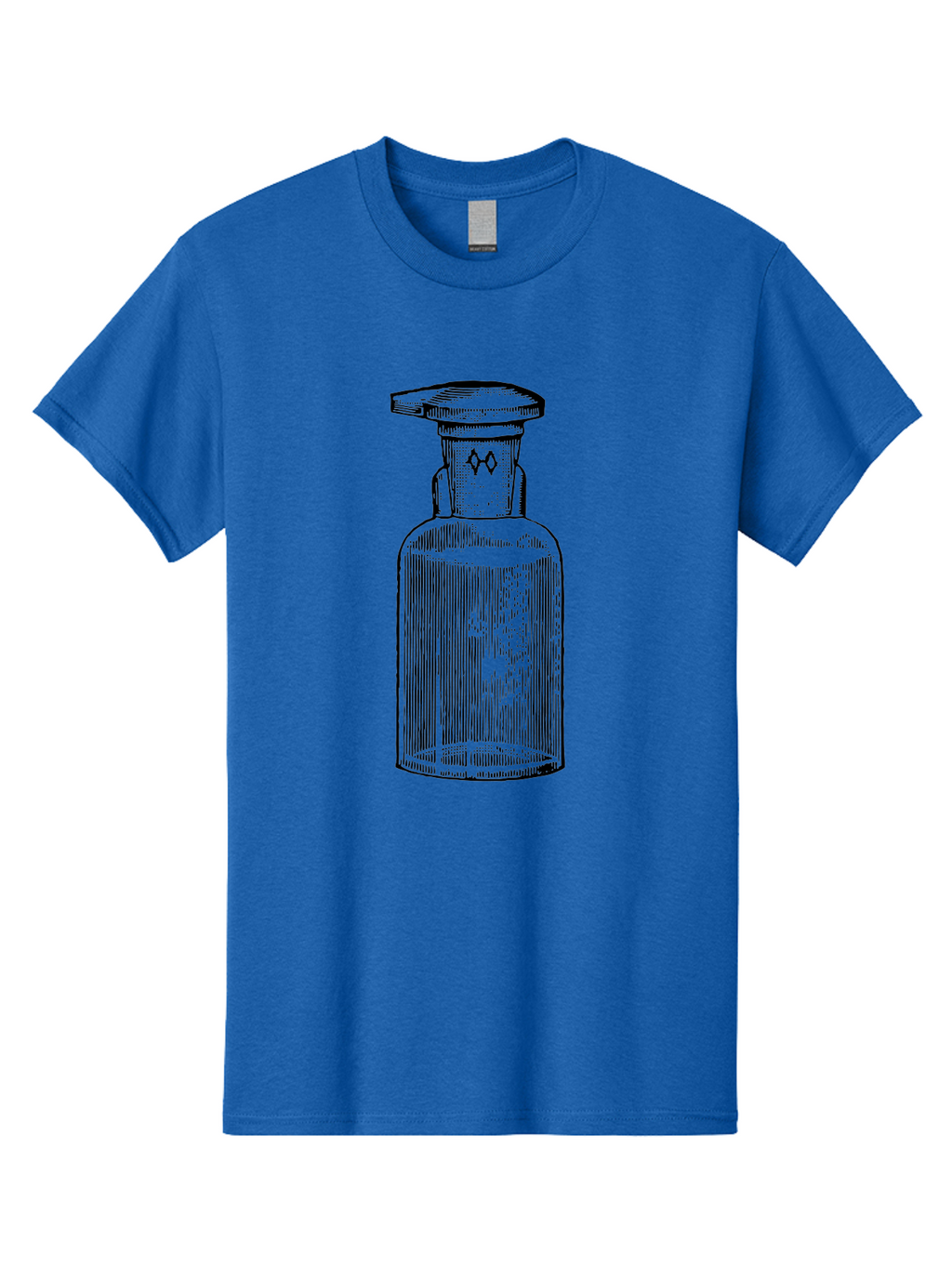 Potion-Bottle Men'S Graphic Tee, 100% Cotton, Comfortable Casual Summer Wear, Machine Washable, Glass Bottle, Vintage Bottle, Apothecary Jar, Antique Glassware, Stoppered Bottle, Diamond Symbol, Classic Design, Retro Style, Vintage Aesthetic Aad645