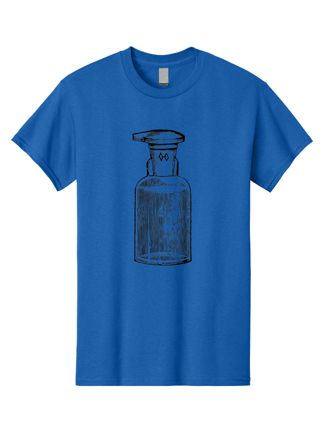 Potion-Bottle Men'S Graphic Tee, 100% Cotton, Comfortable Casual Summer Wear, Machine Washable, Glass Bottle, Vintage Bottle, Apothecary Jar, Antique Glassware, Stoppered Bottle, Diamond Symbol, Classic Design, Retro Style, Vintage Aesthetic Aad645