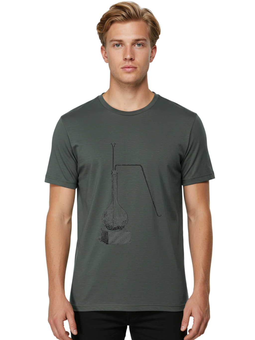 Retort-1 Men'S Graphic Tee, 100% Cotton, Comfortable Casual Summer Wear, Machine Washable, Laboratory Equipment, Scientific Glassware, Distillation Apparatus, Chemistry Experiment, Vintage Lab Setup, Scientific Illustration, Glass Flask, Aad646