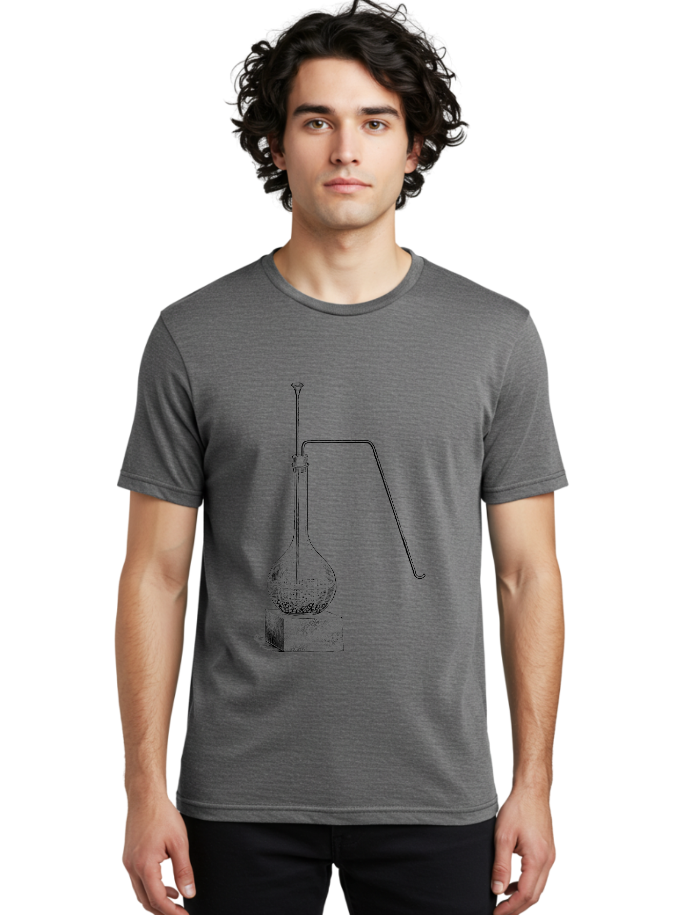 Retort-1 Men'S Graphic Tee, 100% Cotton, Comfortable Casual Summer Wear, Machine Washable, Laboratory Equipment, Scientific Glassware, Distillation Apparatus, Chemistry Experiment, Vintage Lab Setup, Scientific Illustration, Glass Flask, Aad646